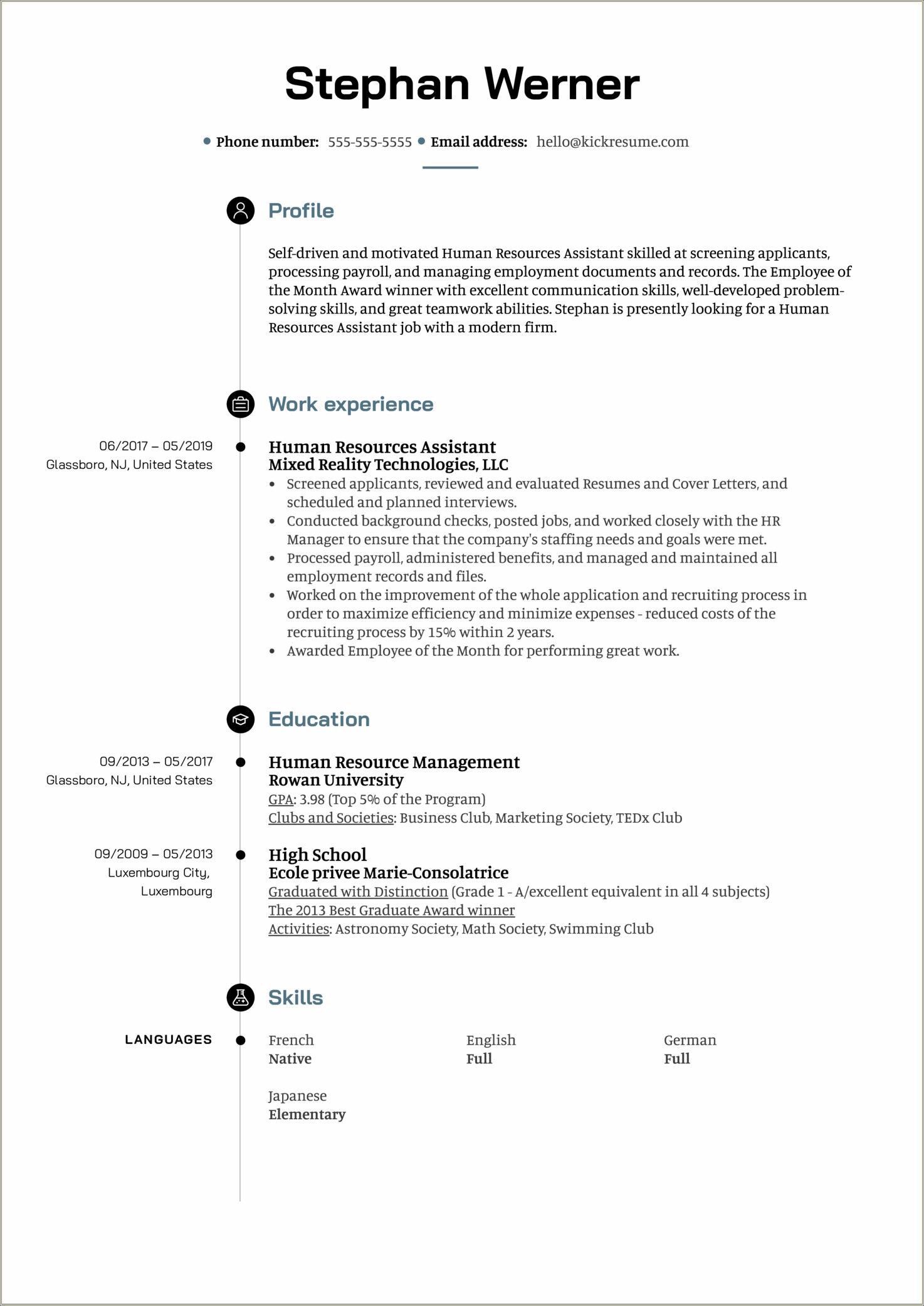 Examples Of A Human Resources Resume