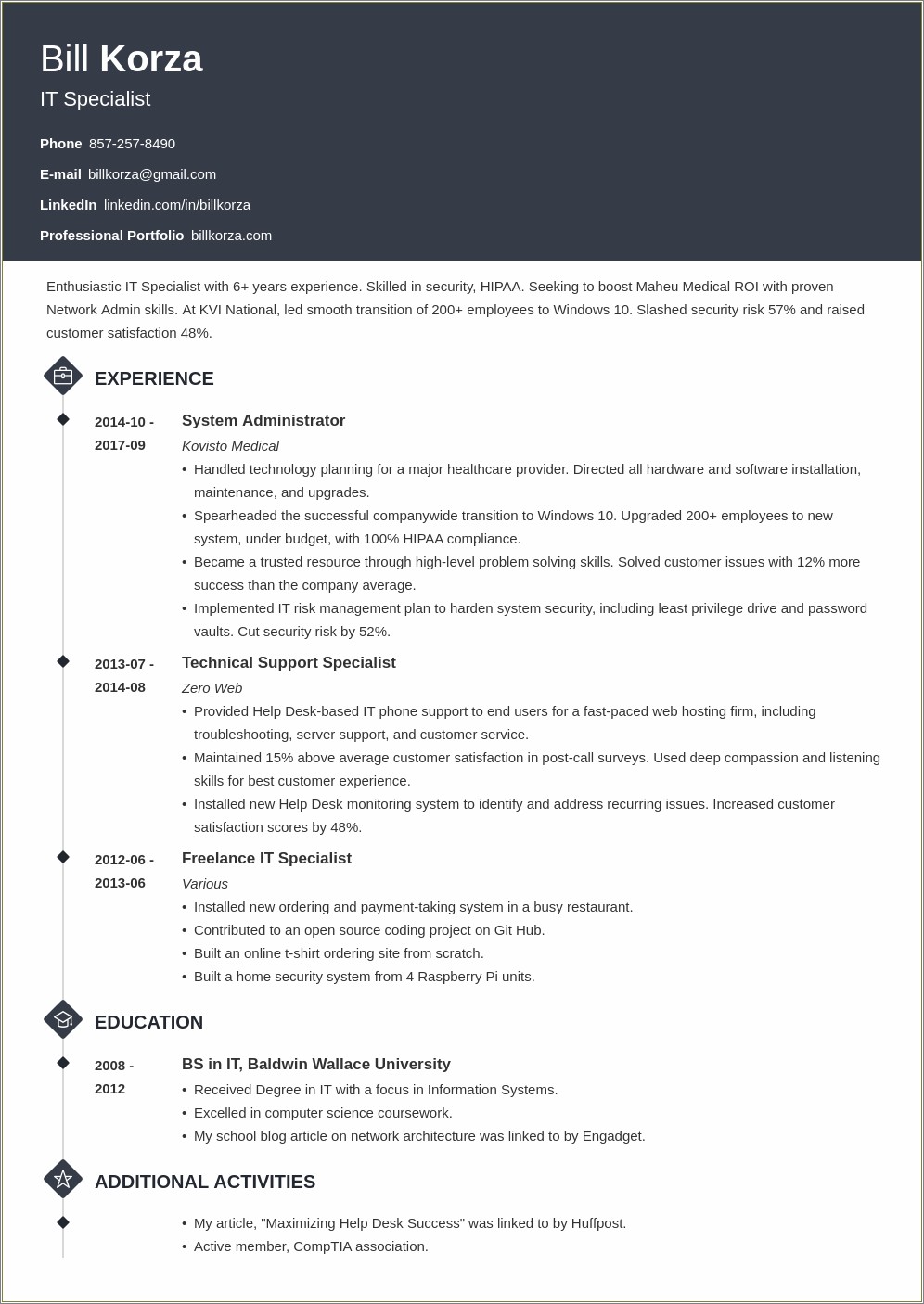 Examples Of A Resume Profile Section