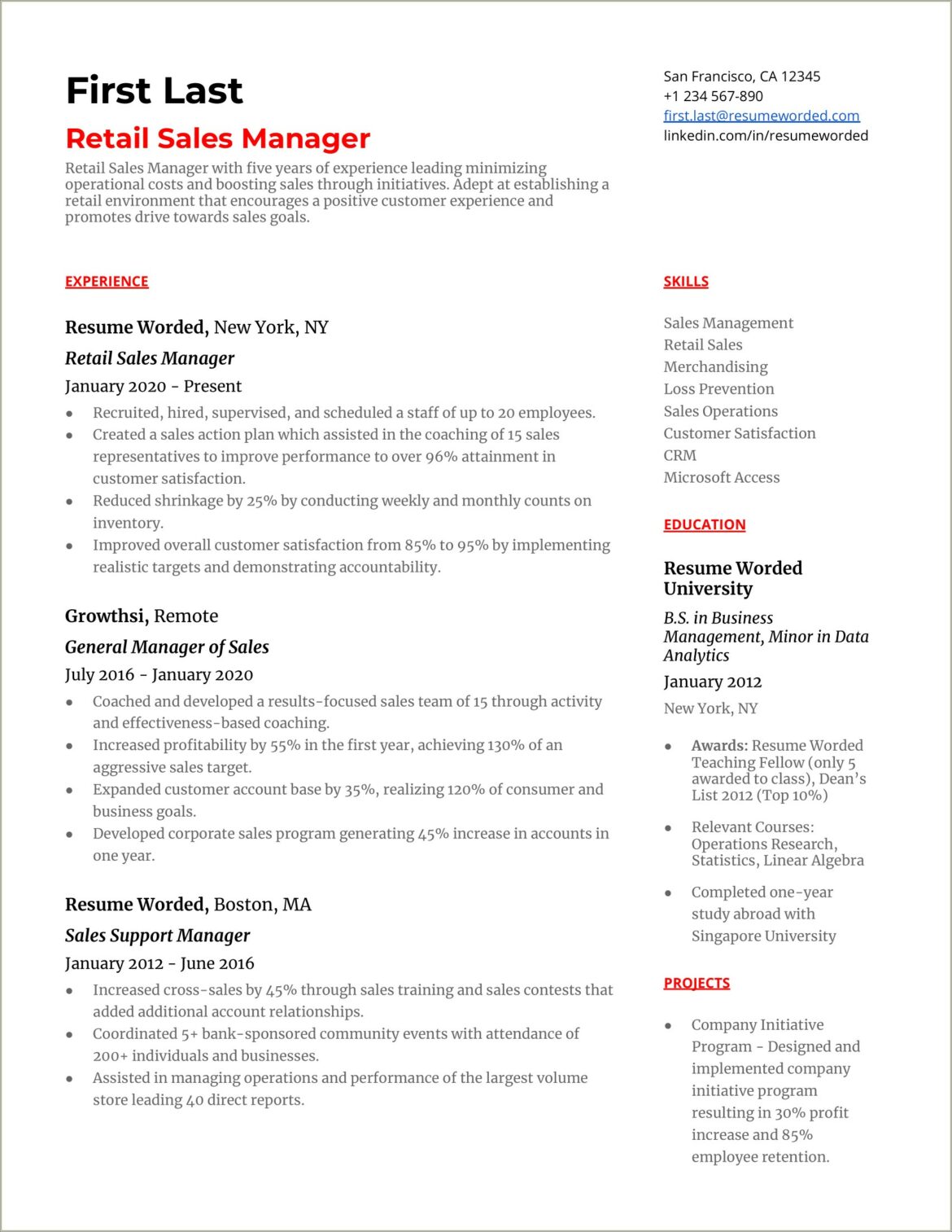 Examples Of Accomplishments On A Sales Resume