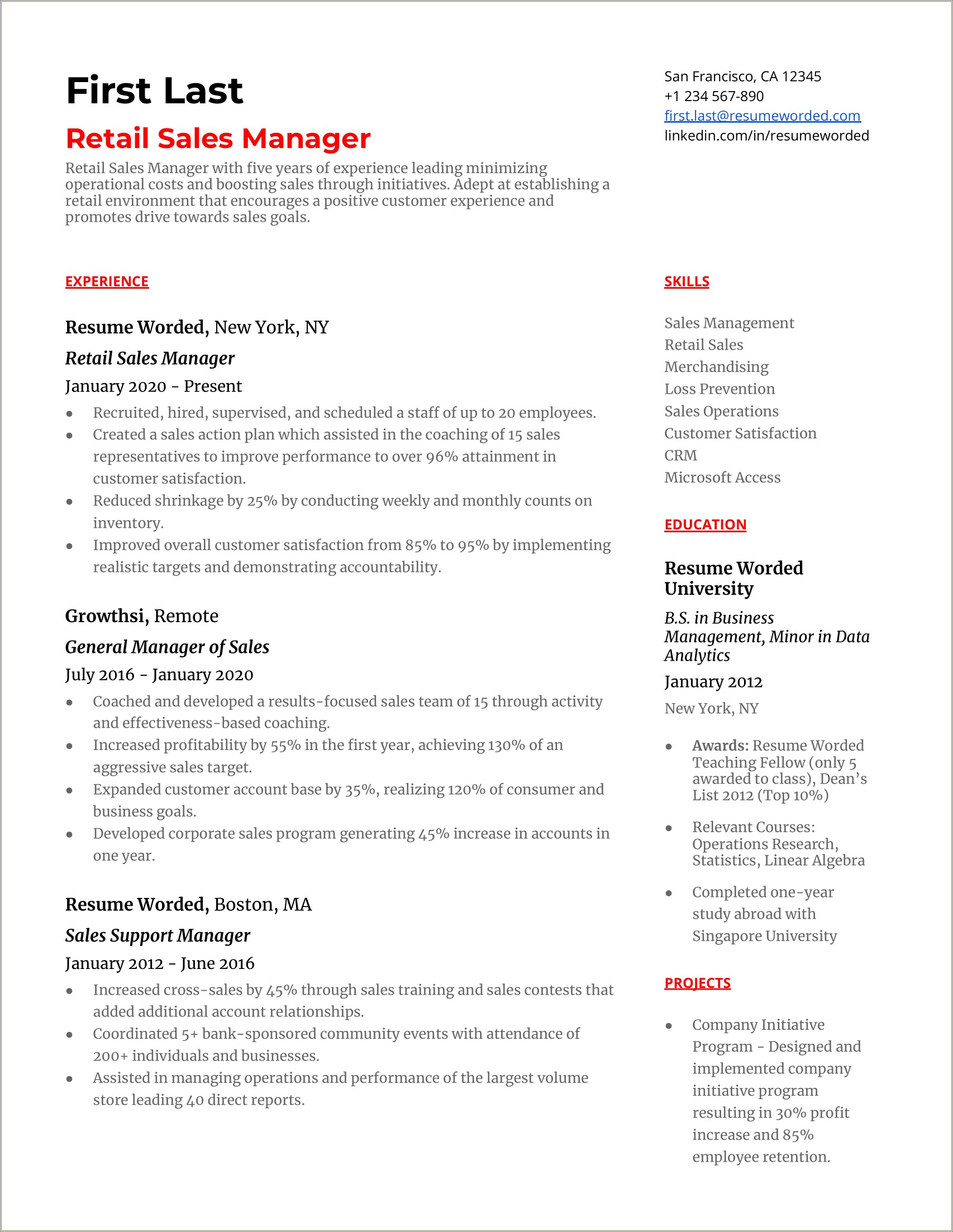 Examples Of Accomplishments On A Sales Resume