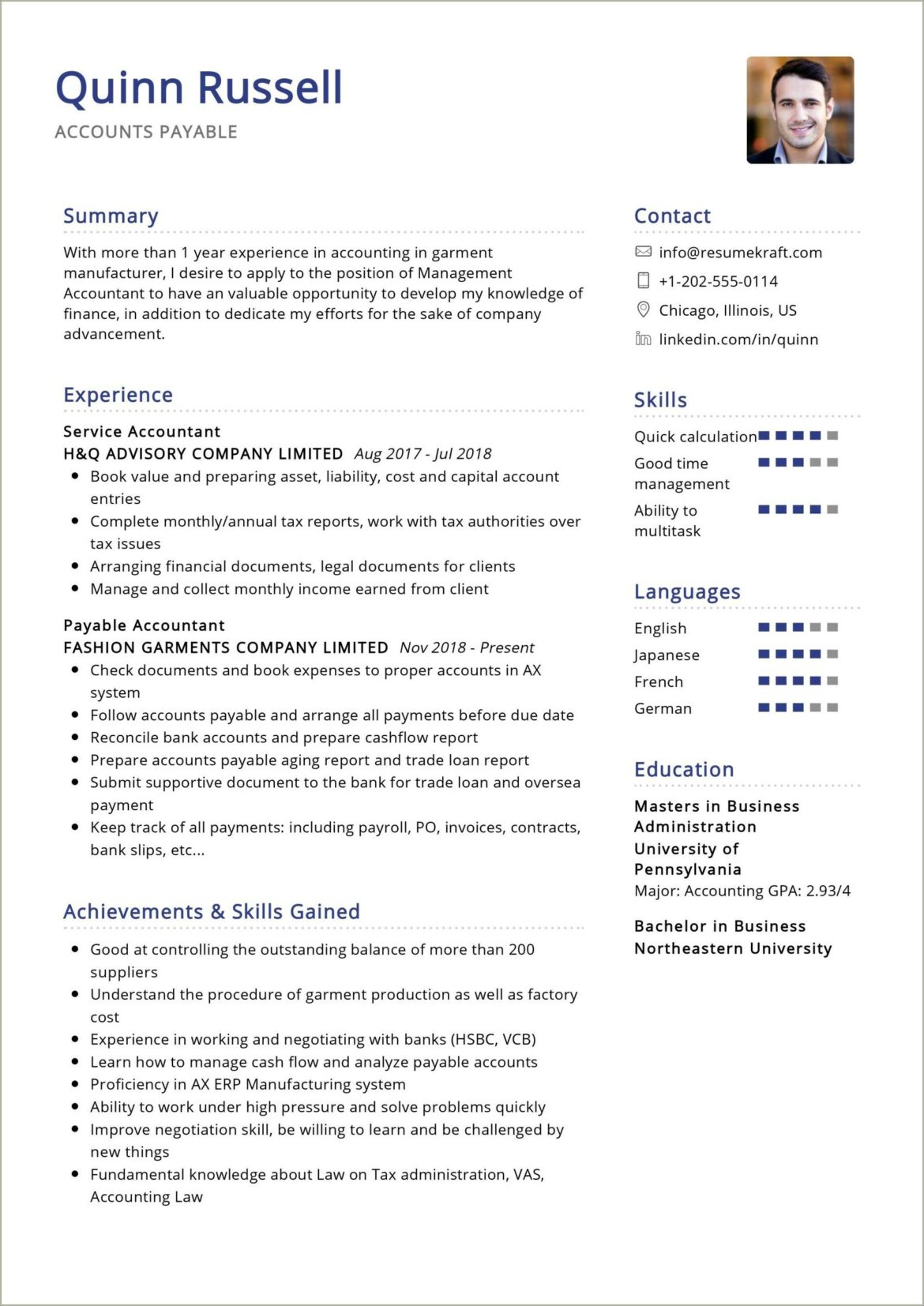 Examples Of Account Receivable And Payable Resumes