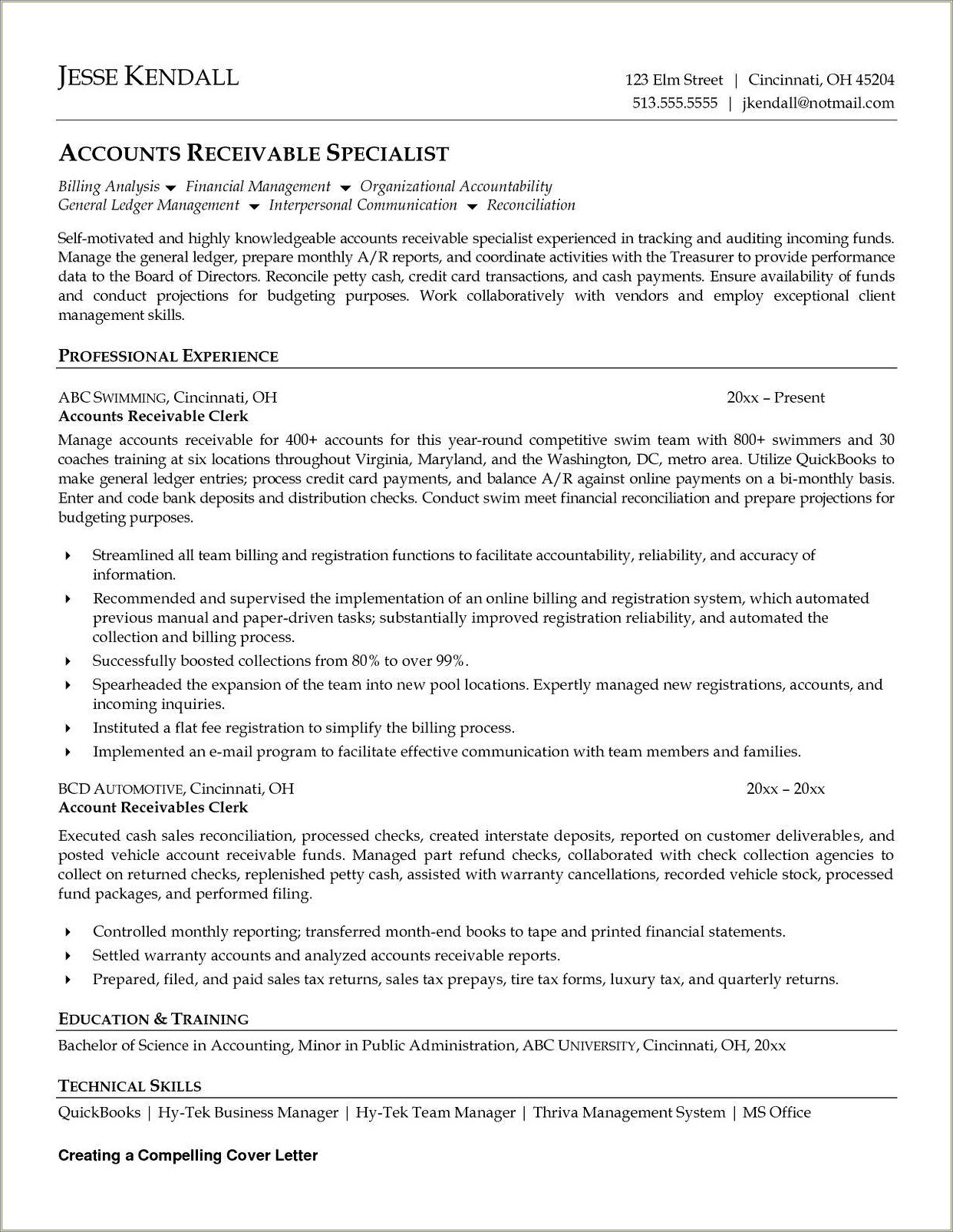 Examples Of Accounts Receivable Manager Resumes