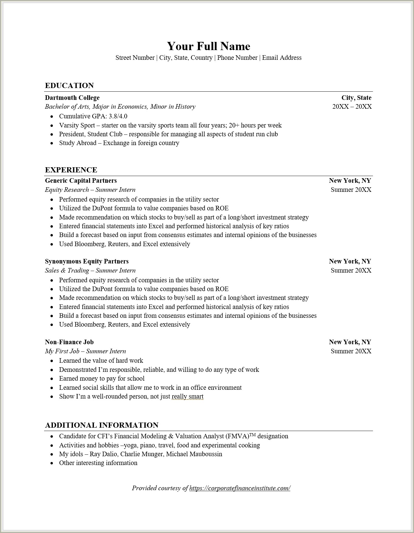 Examples Of Additional Information On A Resume