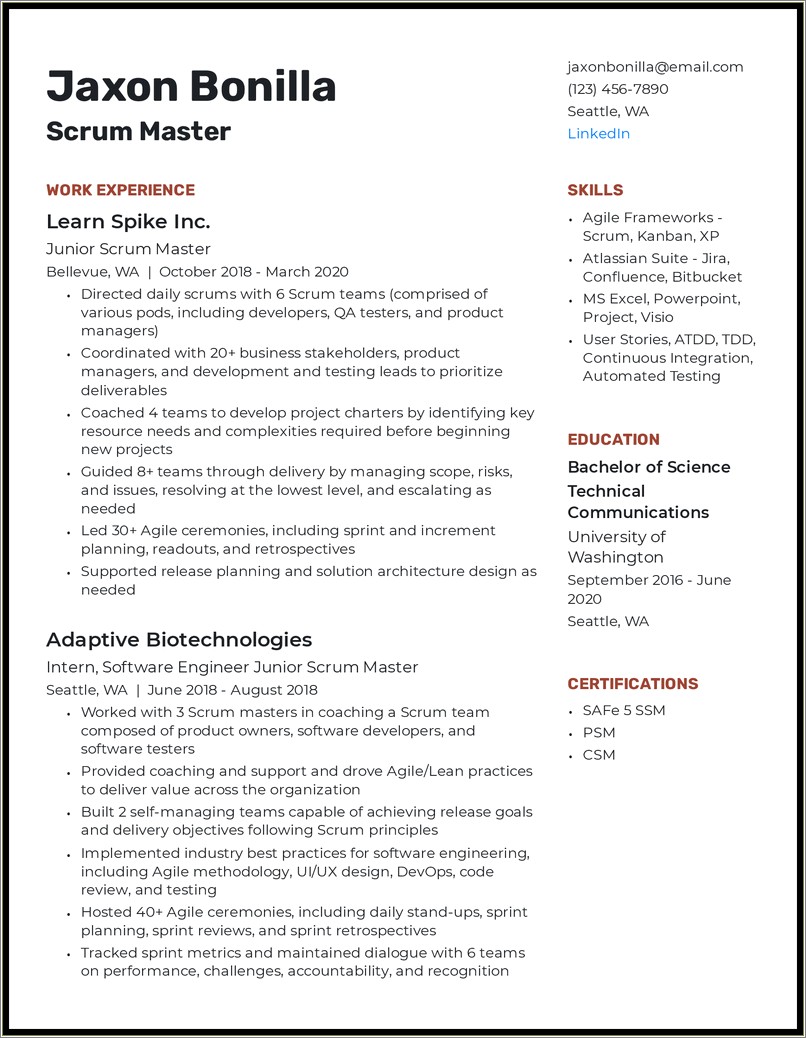 Examples Of Agile Methodology In A Resume
