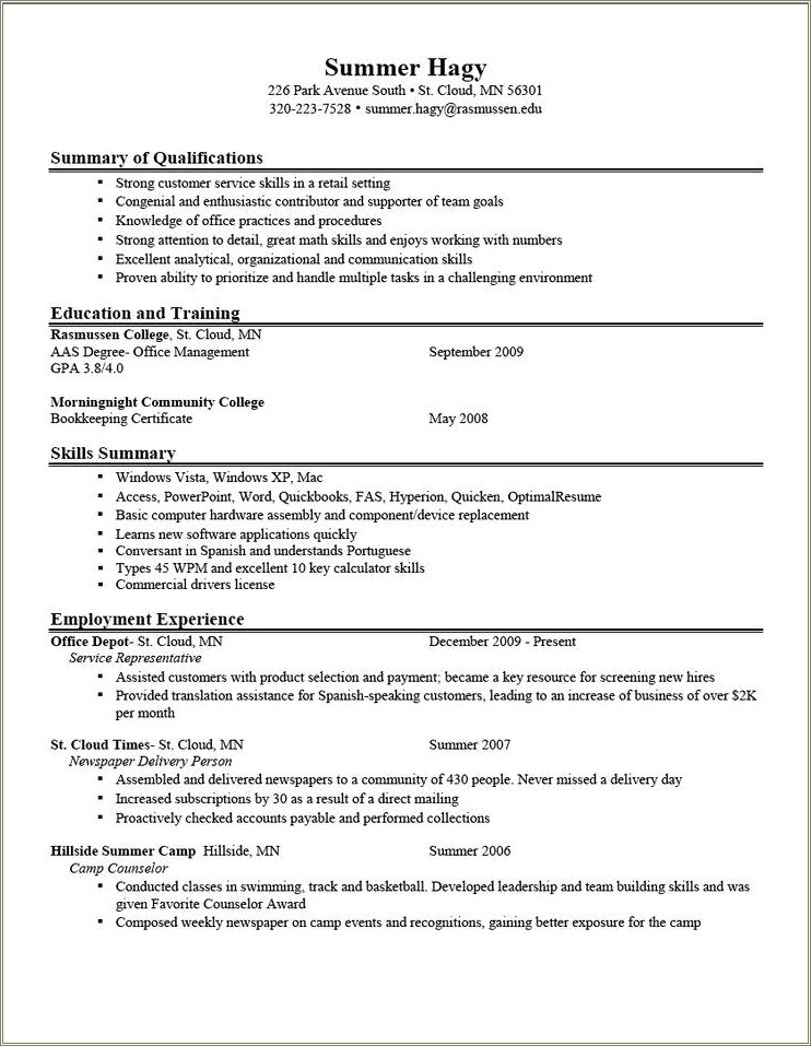 Examples Of Career Goals On Resumes