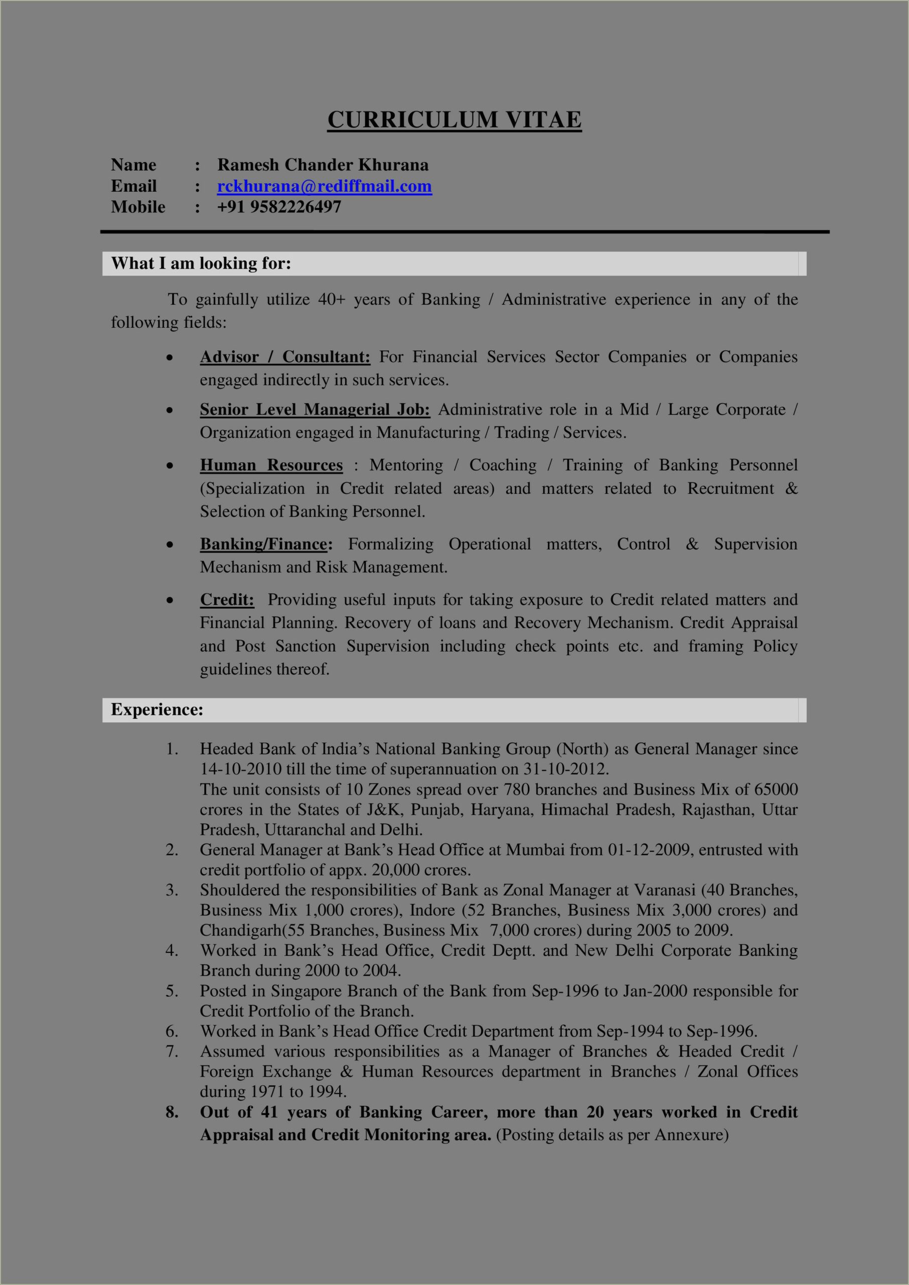 Examples Of Corporate Resumes For Banking Center Managers