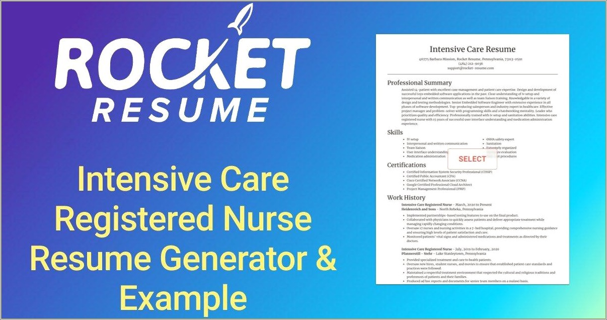Examples Of Critical Care Nurse Resumes