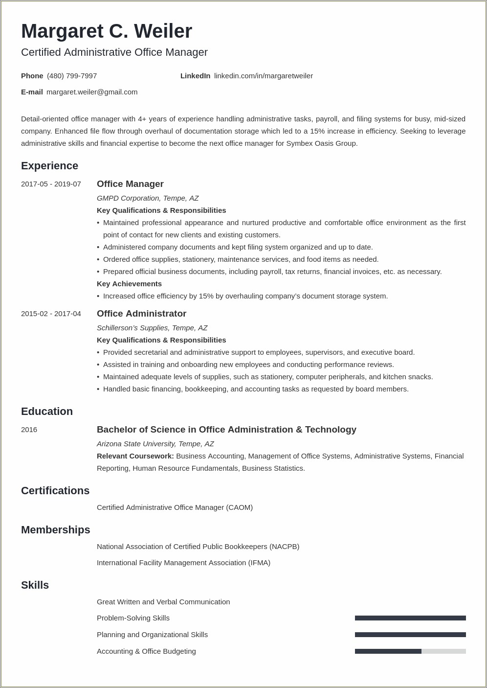 Examples Of Dental Office Manager Resume