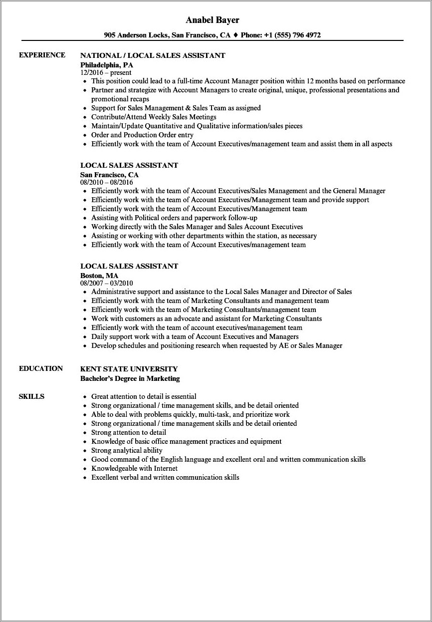 Examples Of Detail Oriented On Resume