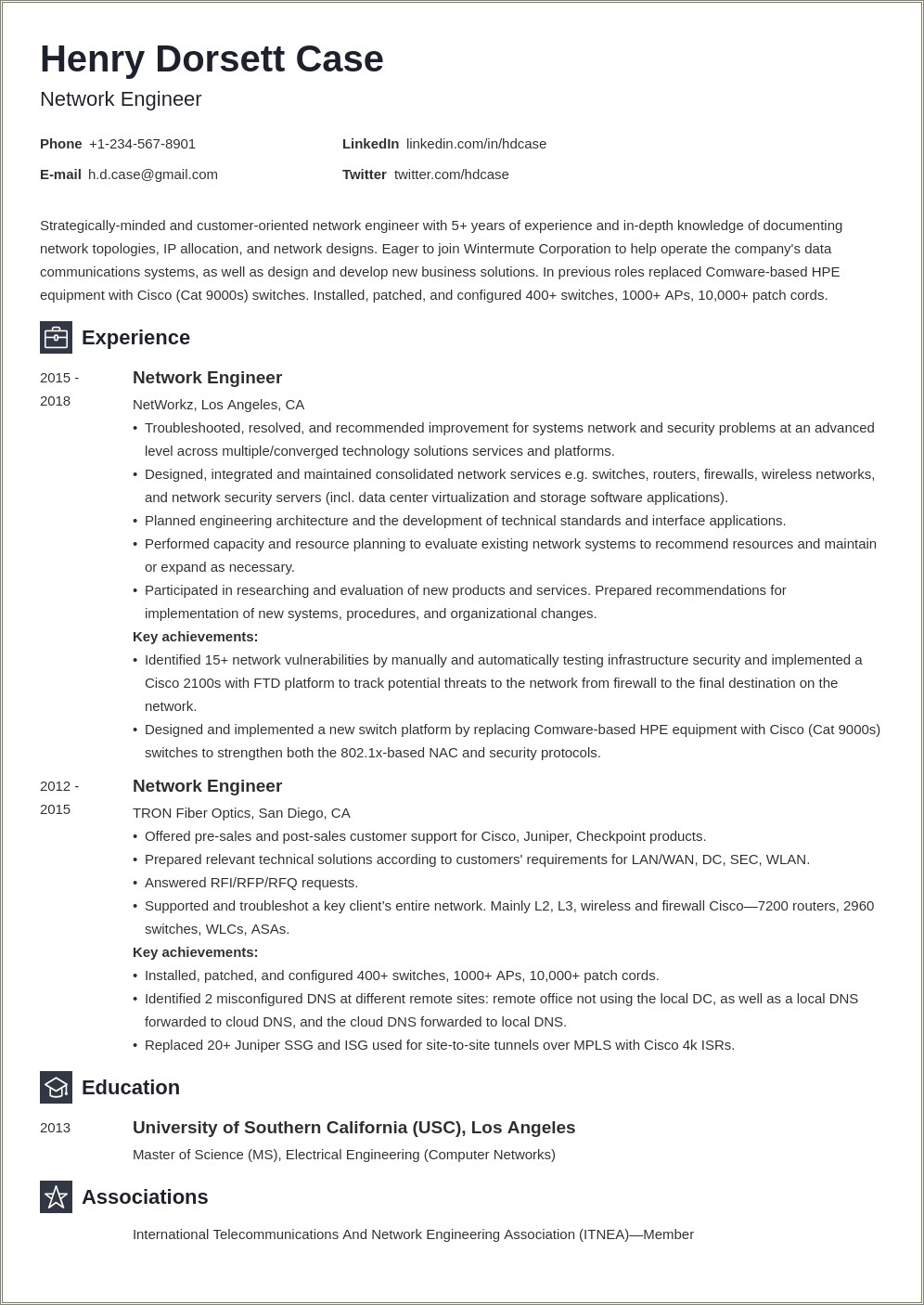 Examples Of Entry Level It Network Resume