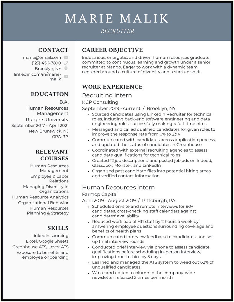 Examples Of Entry Level Marketing Resumes