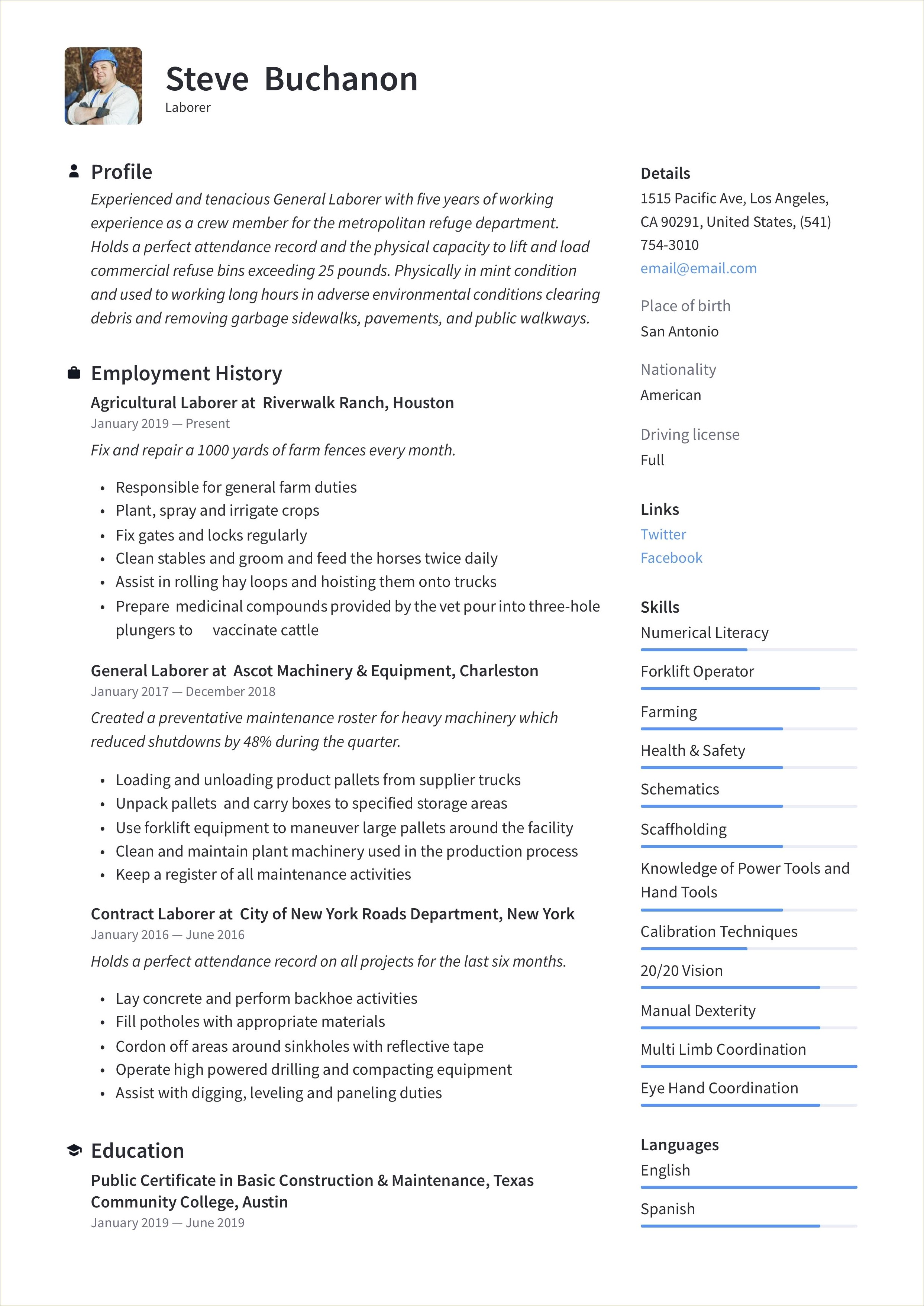 Examples Of General Resumes For Jobs