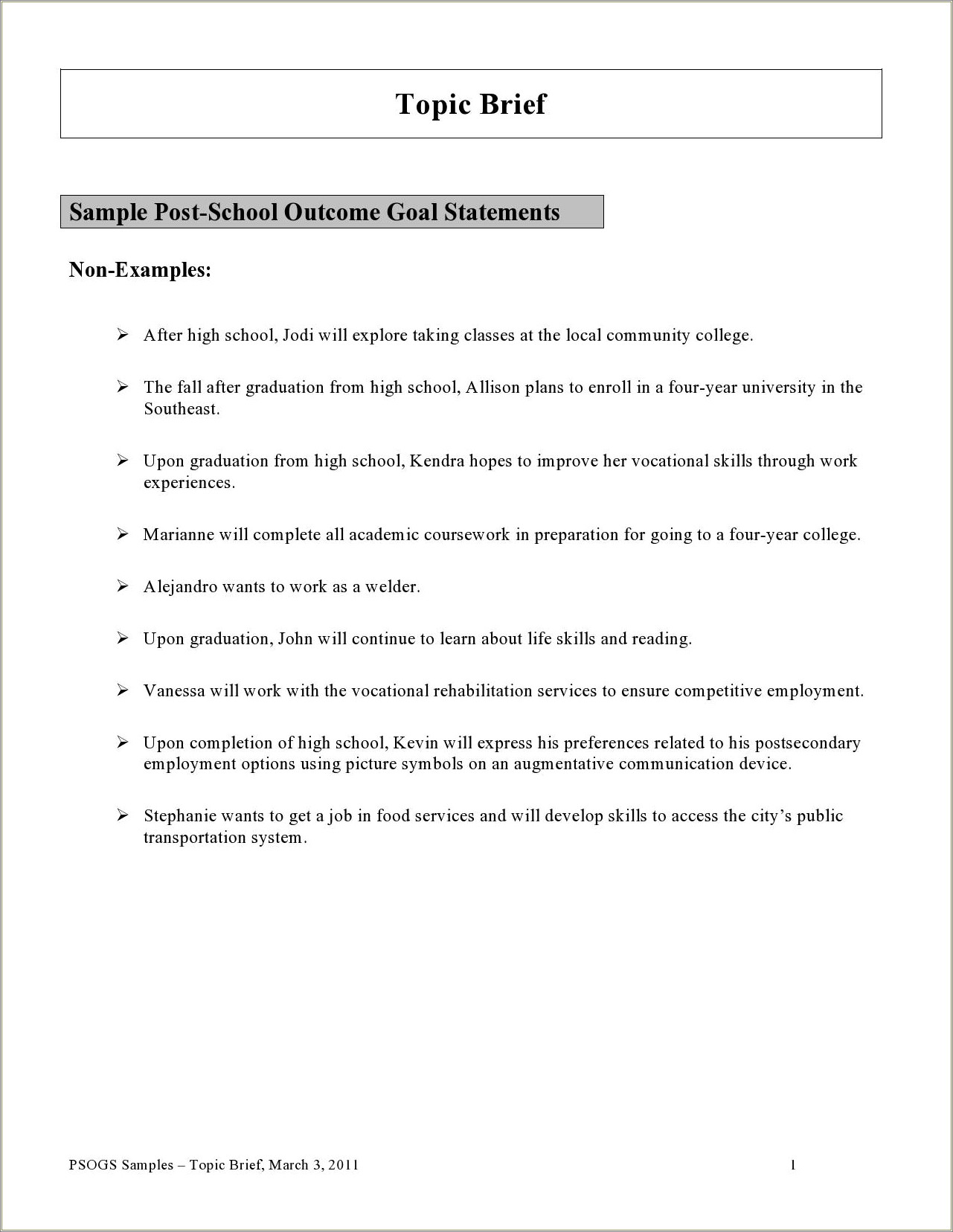 Examples Of Goal Statements For Resumes