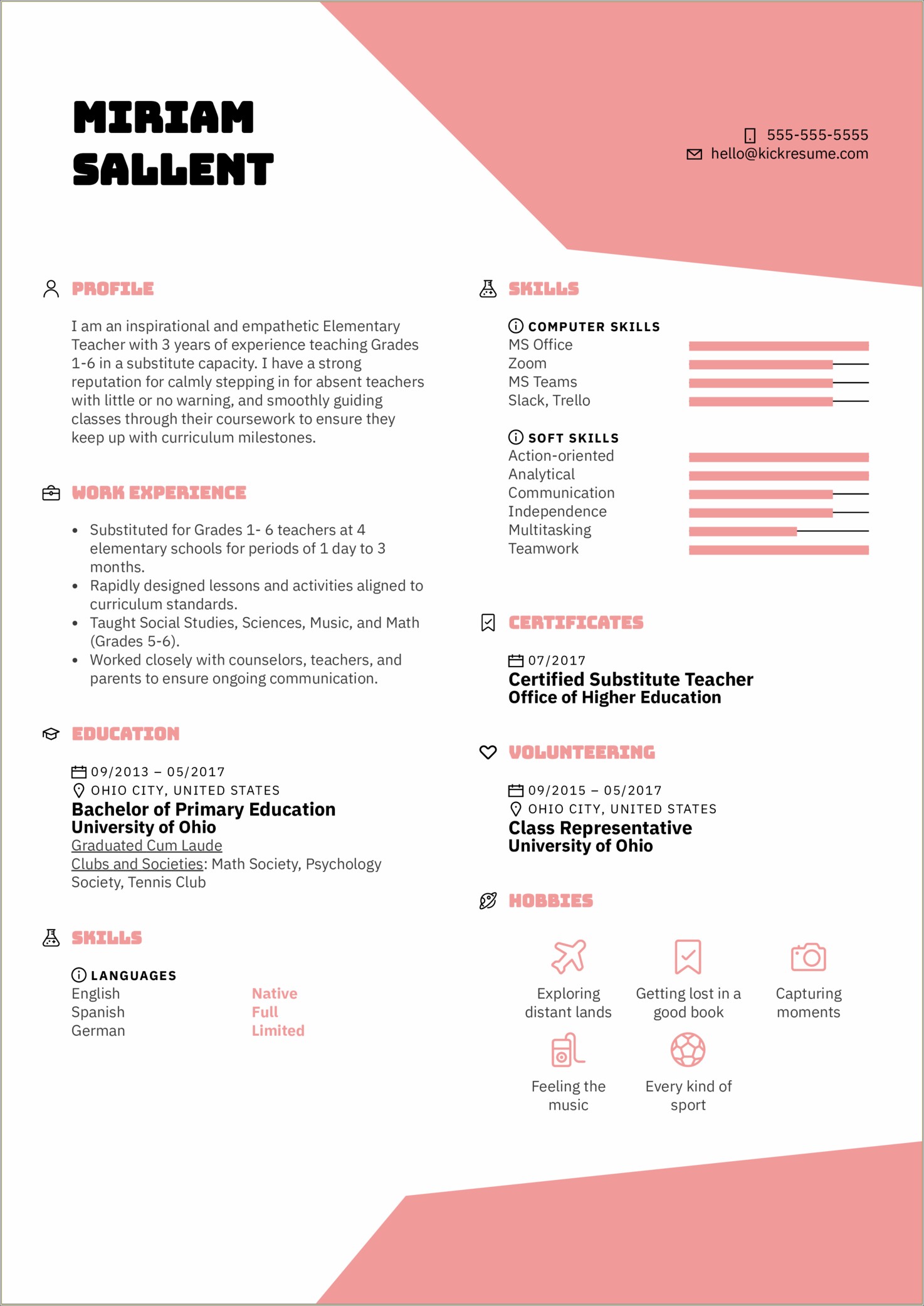 Examples Of Good Resumes For Teaching