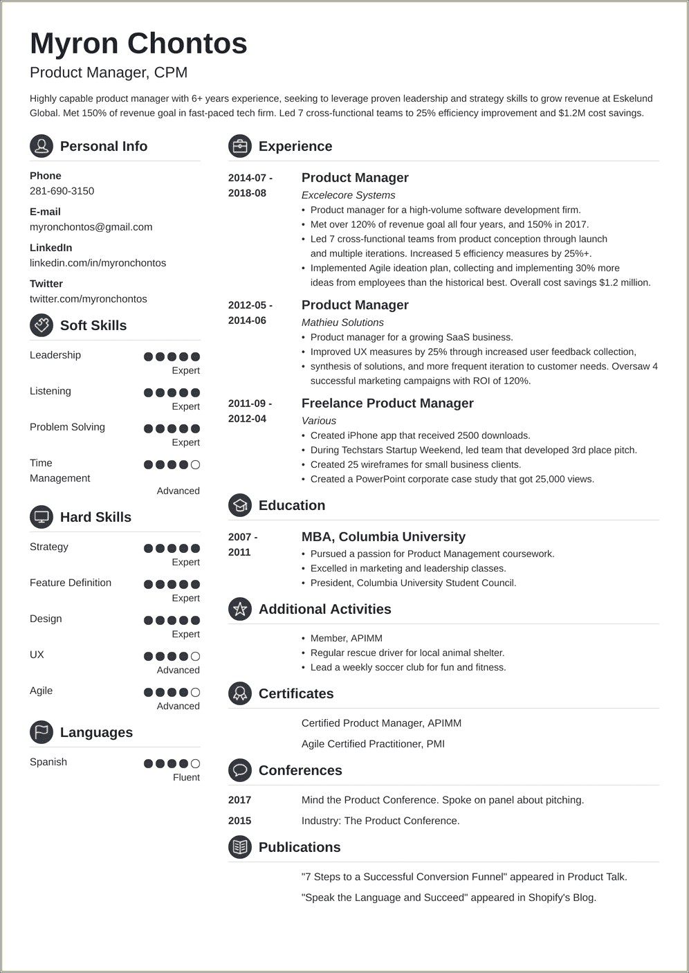 Examples Of Great Product Manager Resumes