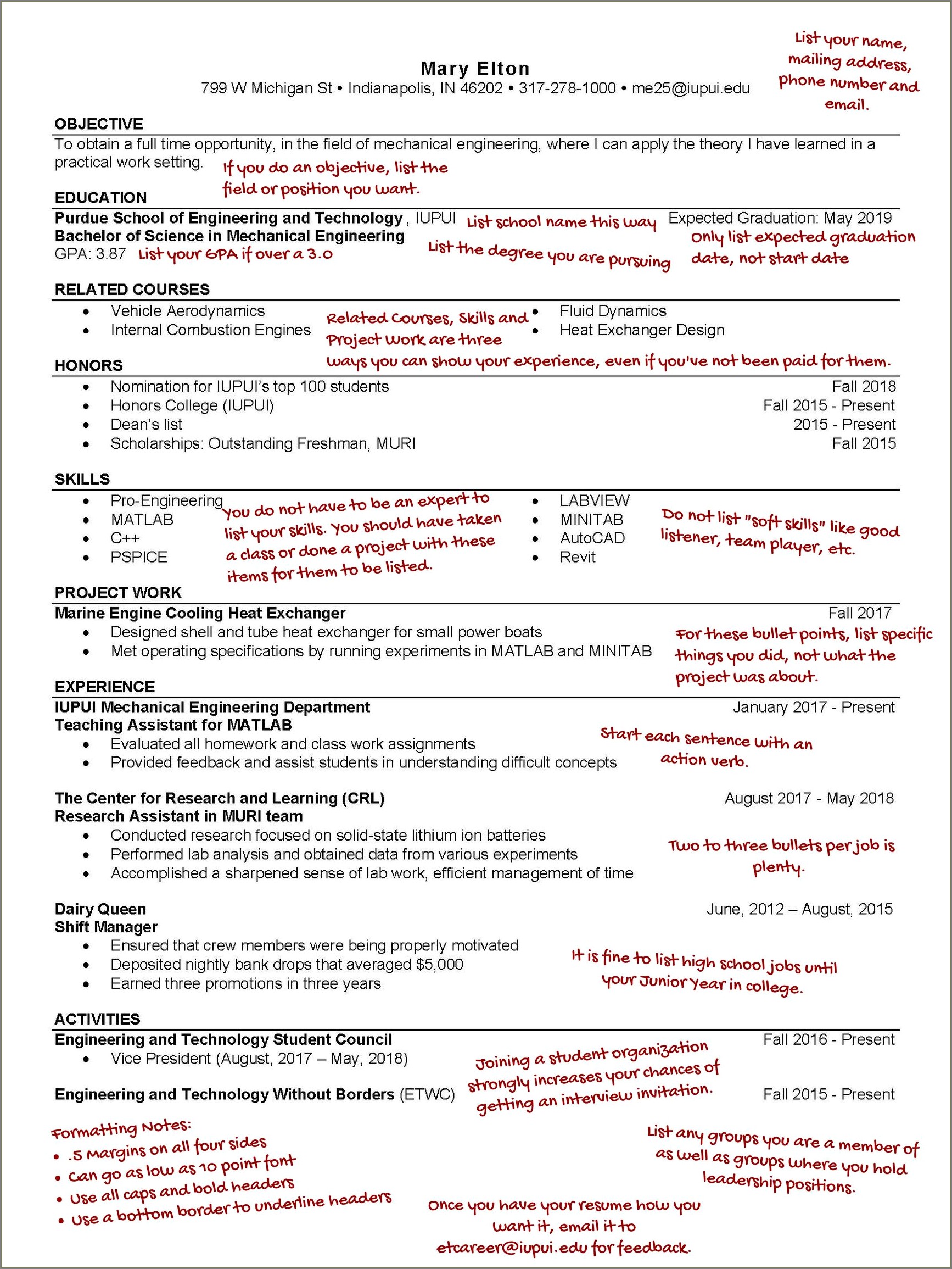 Examples Of Headers On An Education Resume