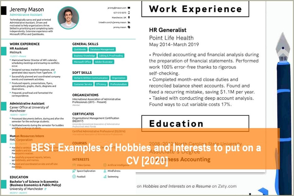 Examples Of Hobbies To Put On Resume