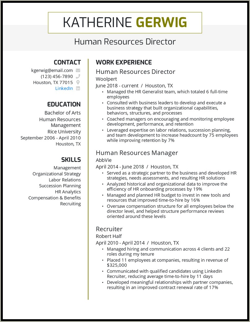 Examples Of Hr Objectives On Resumes