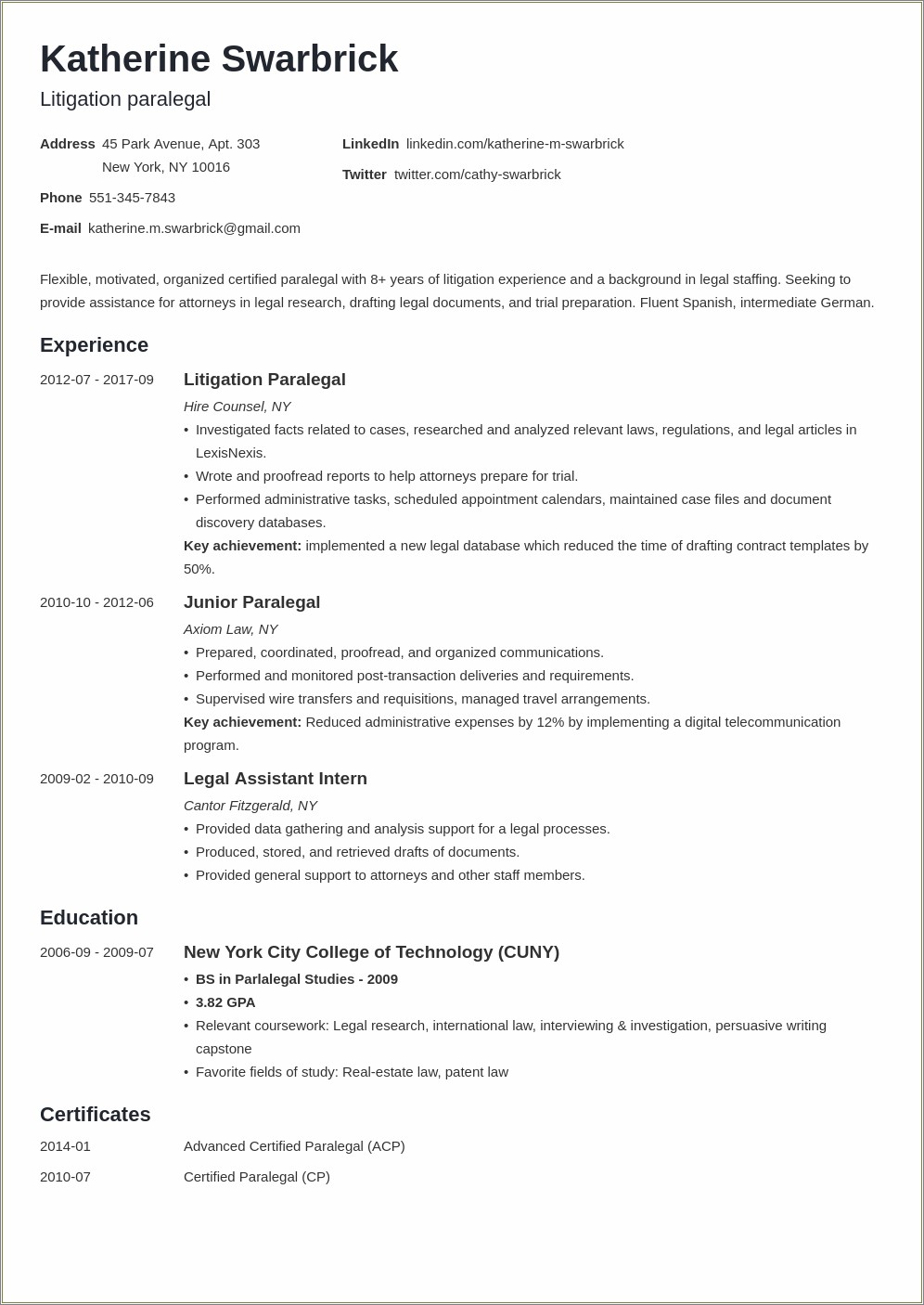 Examples Of Legal Secretary Summary For Resumes
