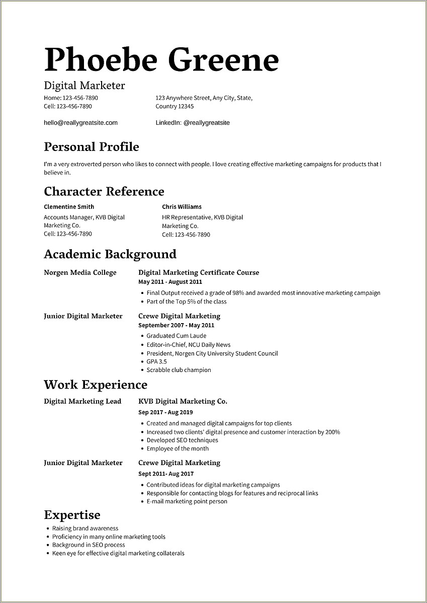 Examples Of Making Resume For First Job