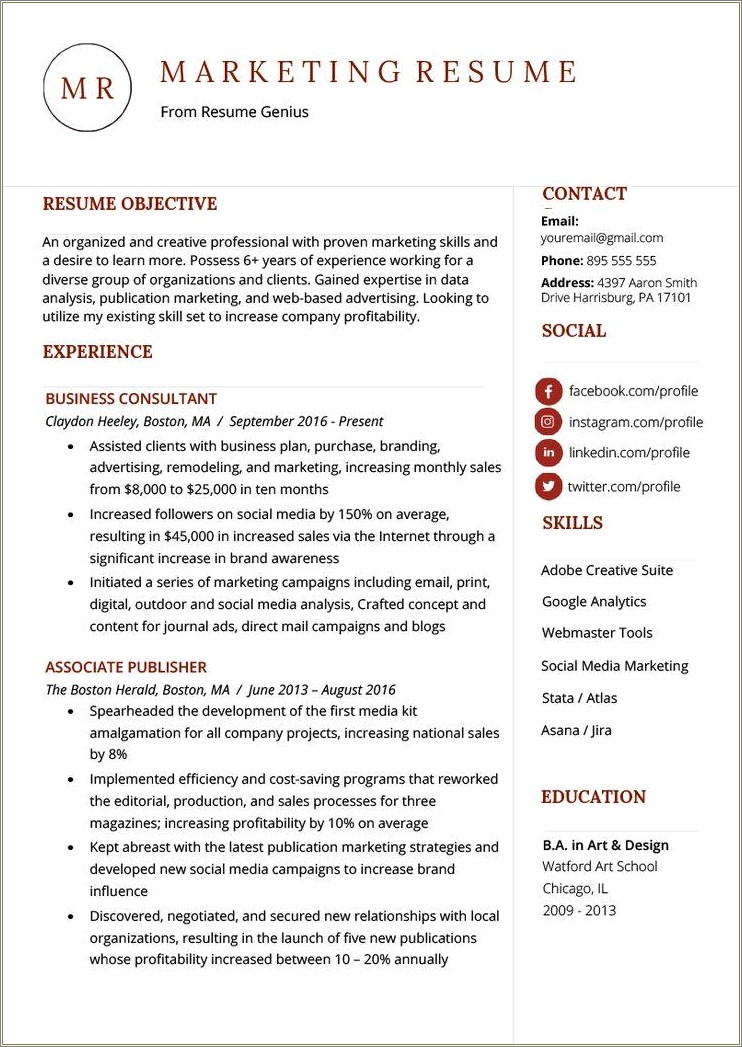 Examples Of Marketing Skills For Resume