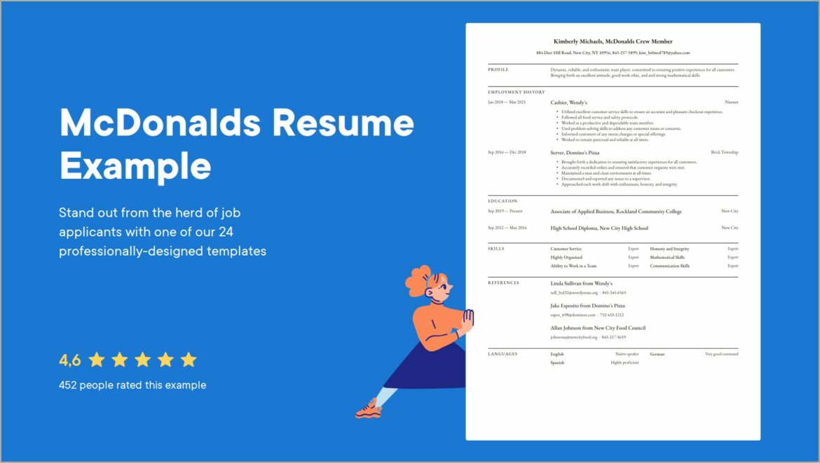 Examples Of Mcdonlads Shift Manager Resume Expirience