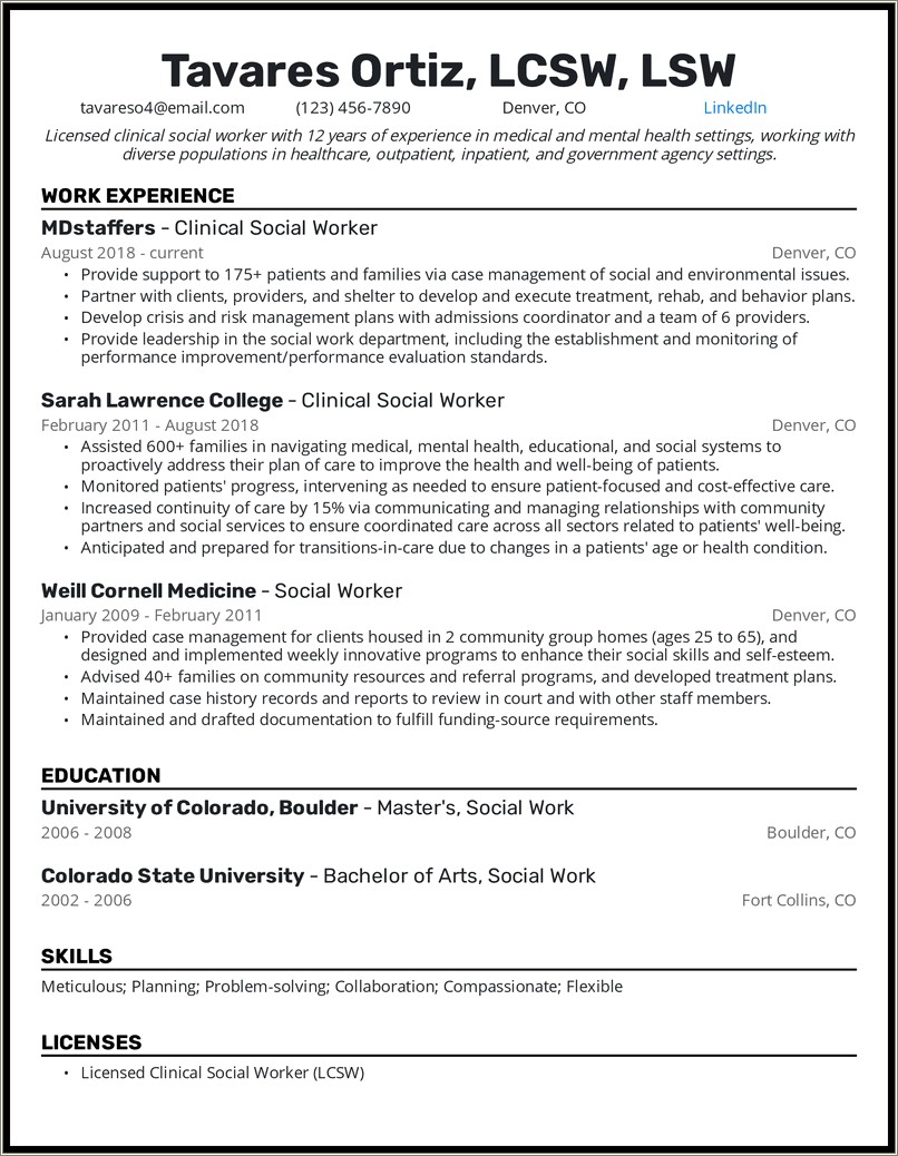 Examples Of Medical Social Worker Resumes