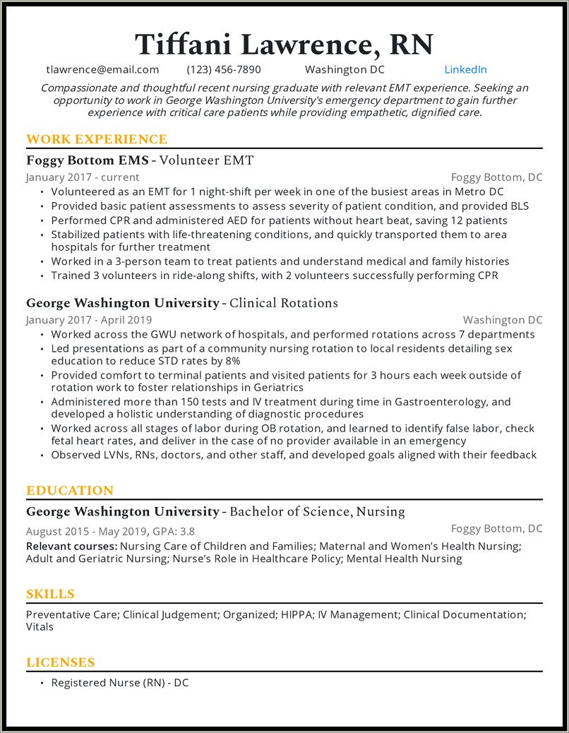 Examples Of Nursing Summary For Resume