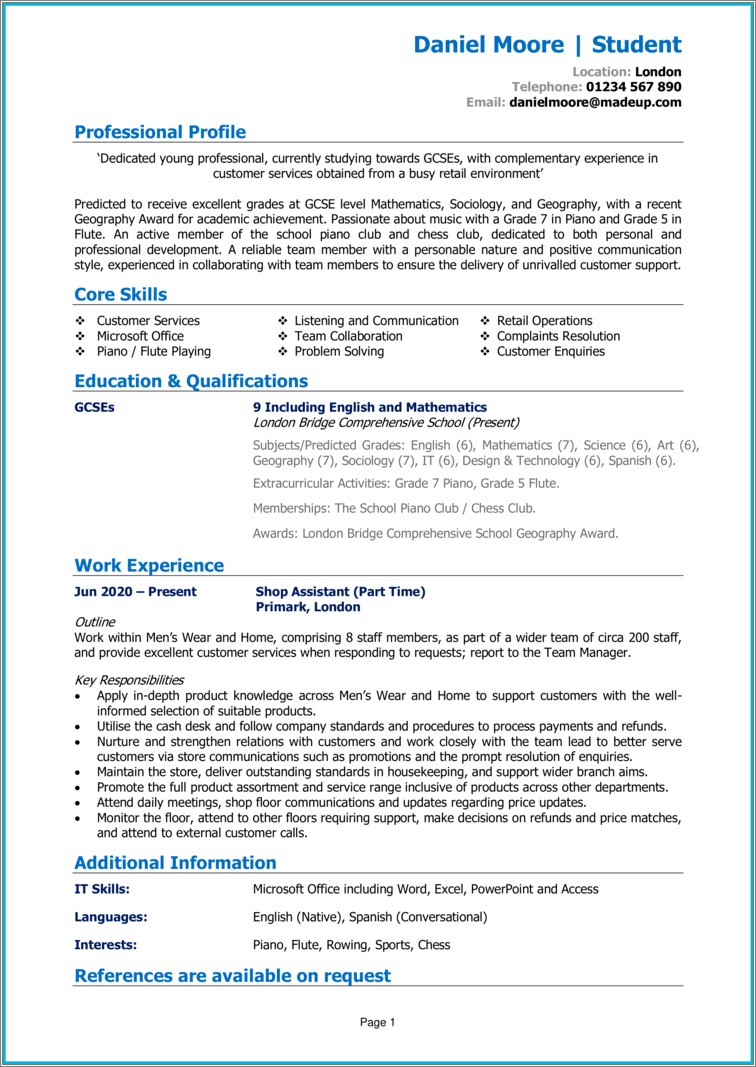 Examples Of Objective For College Resume