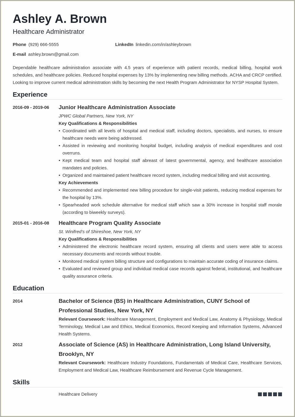 Examples Of Objectives On Resumes For Health Administrator