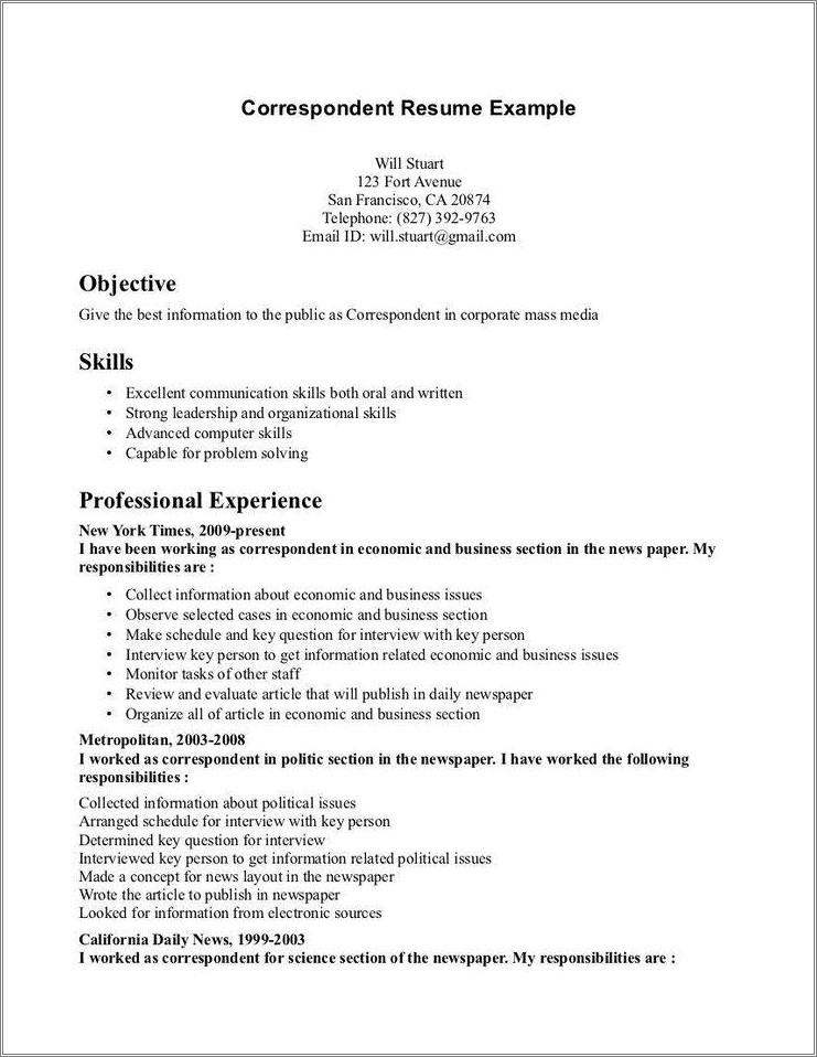 Examples Of Organizational Skills In A Resume