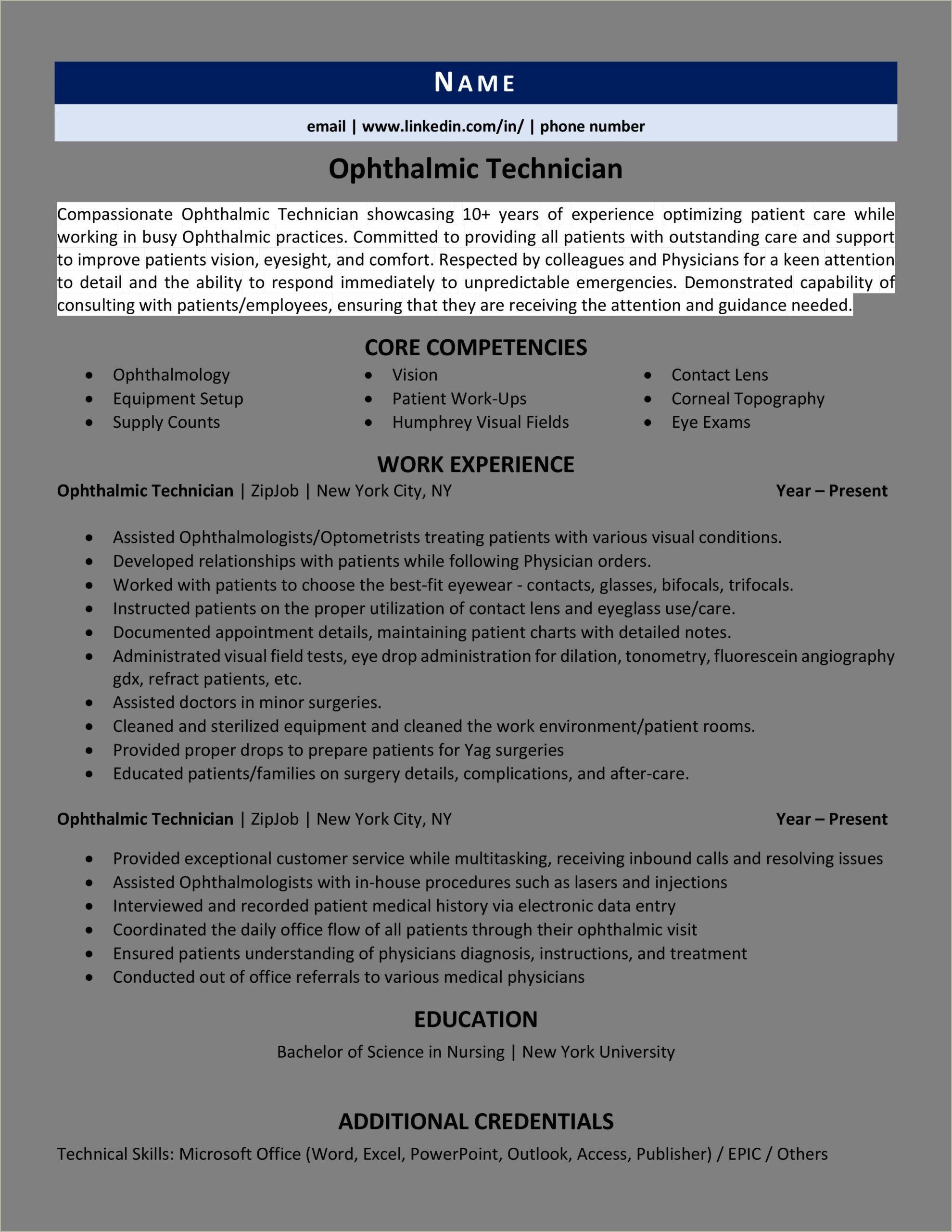 Examples Of Patient Care Technician Resume