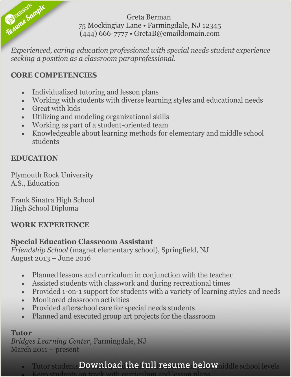 Examples Of Qualifications On A Resume For Teachers