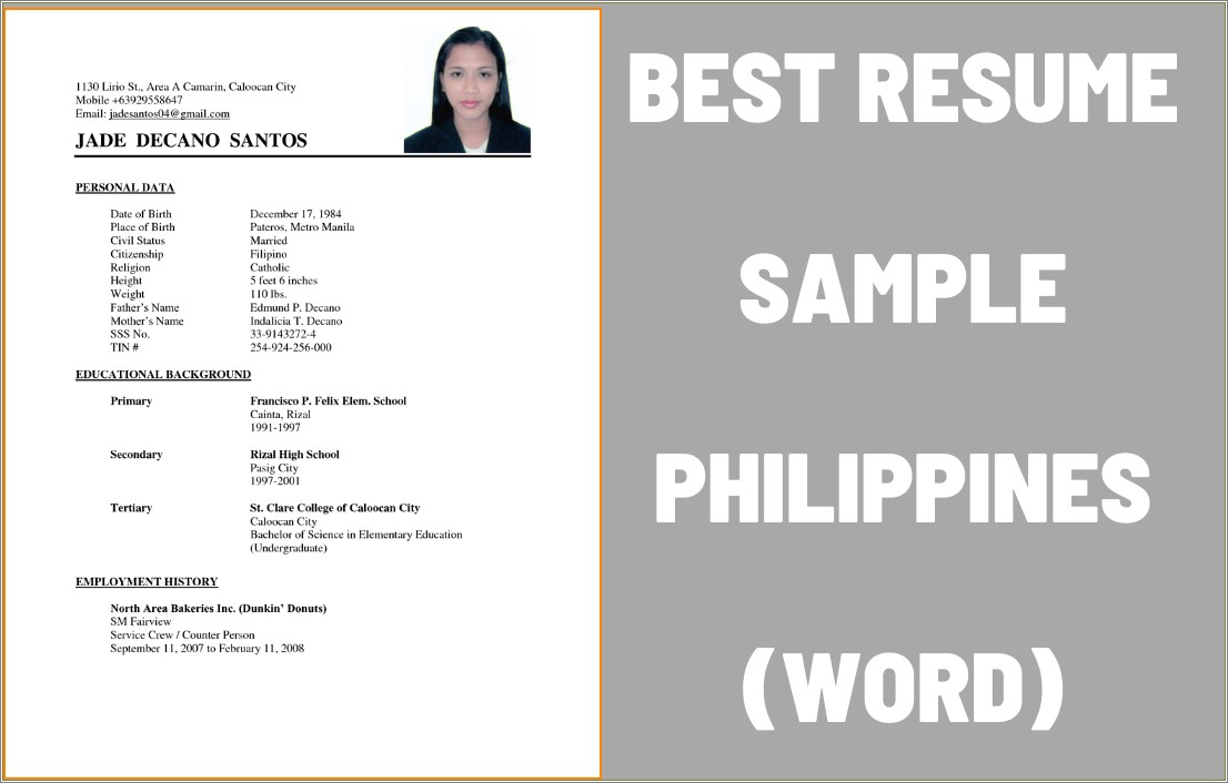 Examples Of Resume File Type Pdf