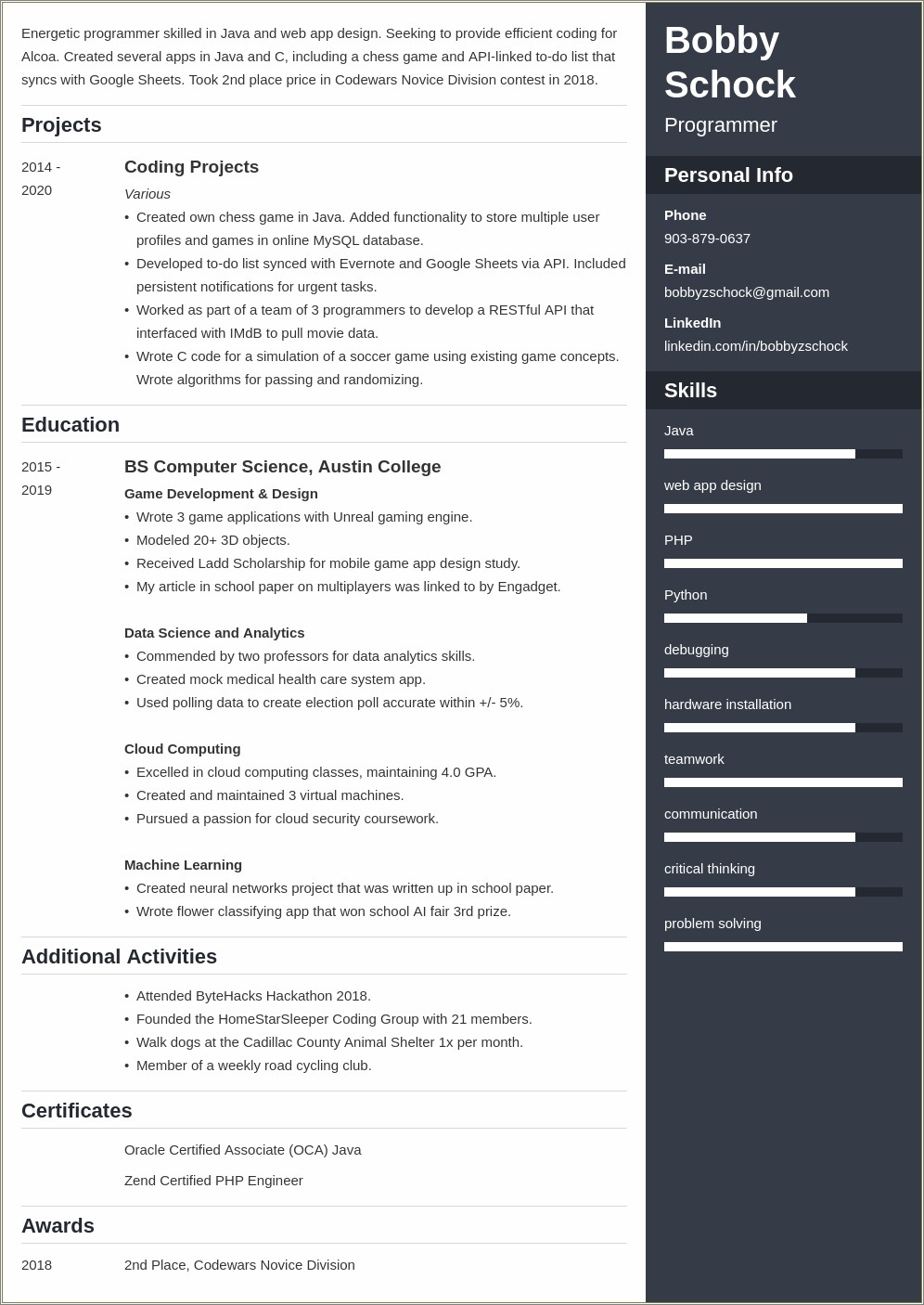Examples Of Resume For First Time Job