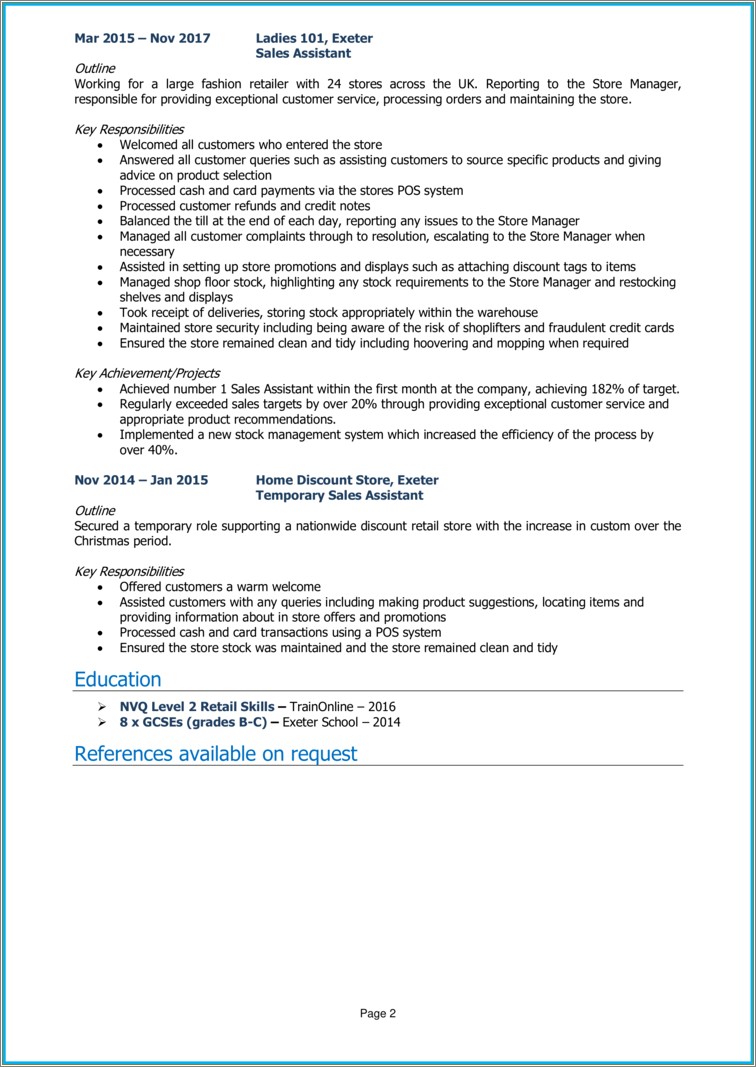 Examples Of Resume For Part Time Job