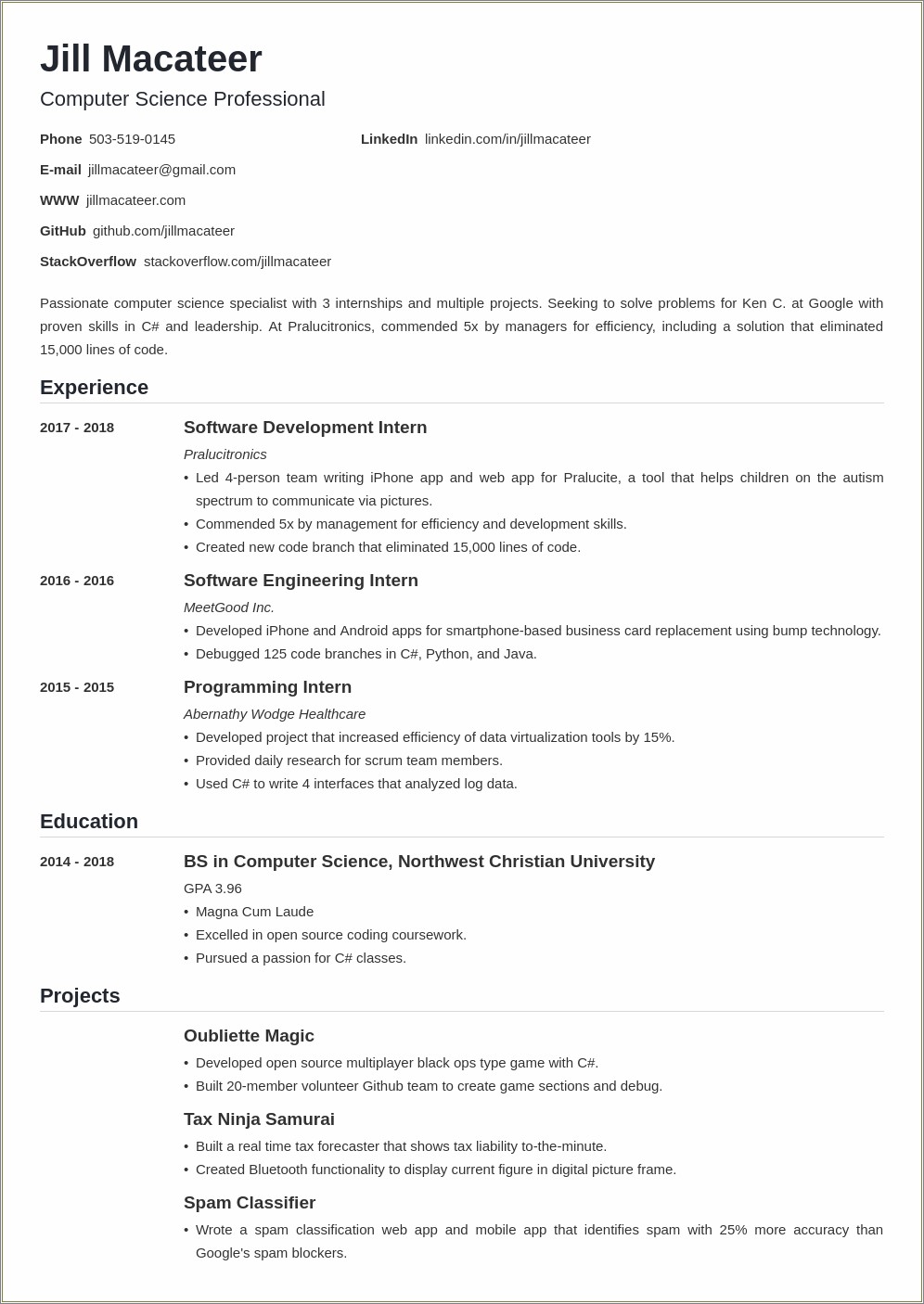 Examples Of Resumes For A Scientist