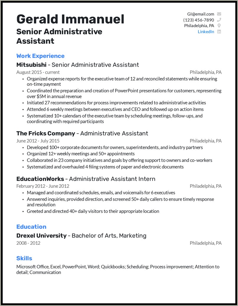 Examples Of Resumes For Administrative Assistants Objectives