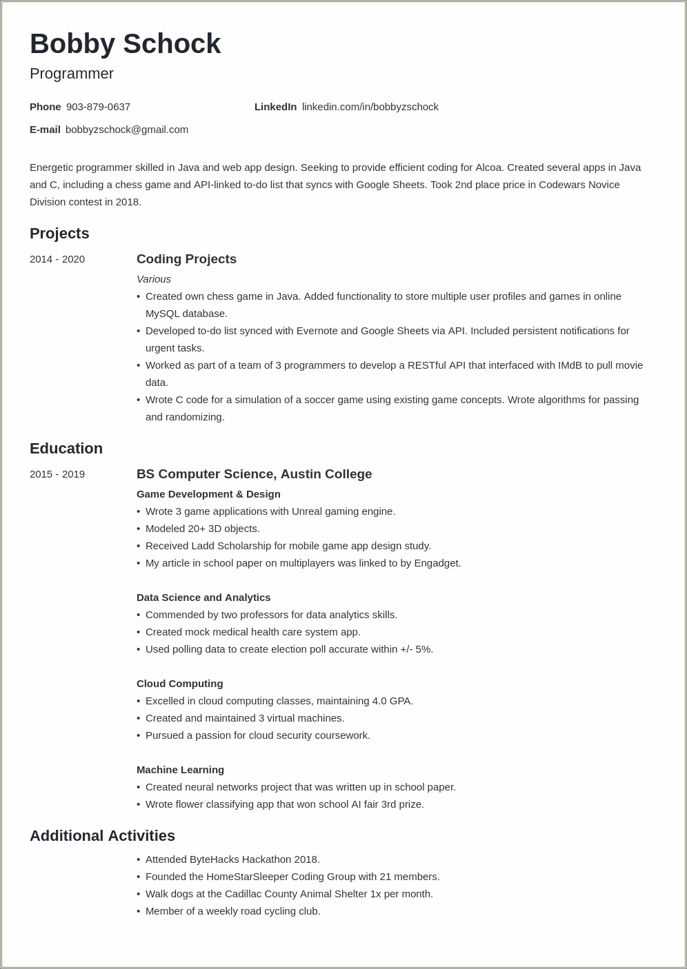 Examples Of Resumes For Inexperienced Workers
