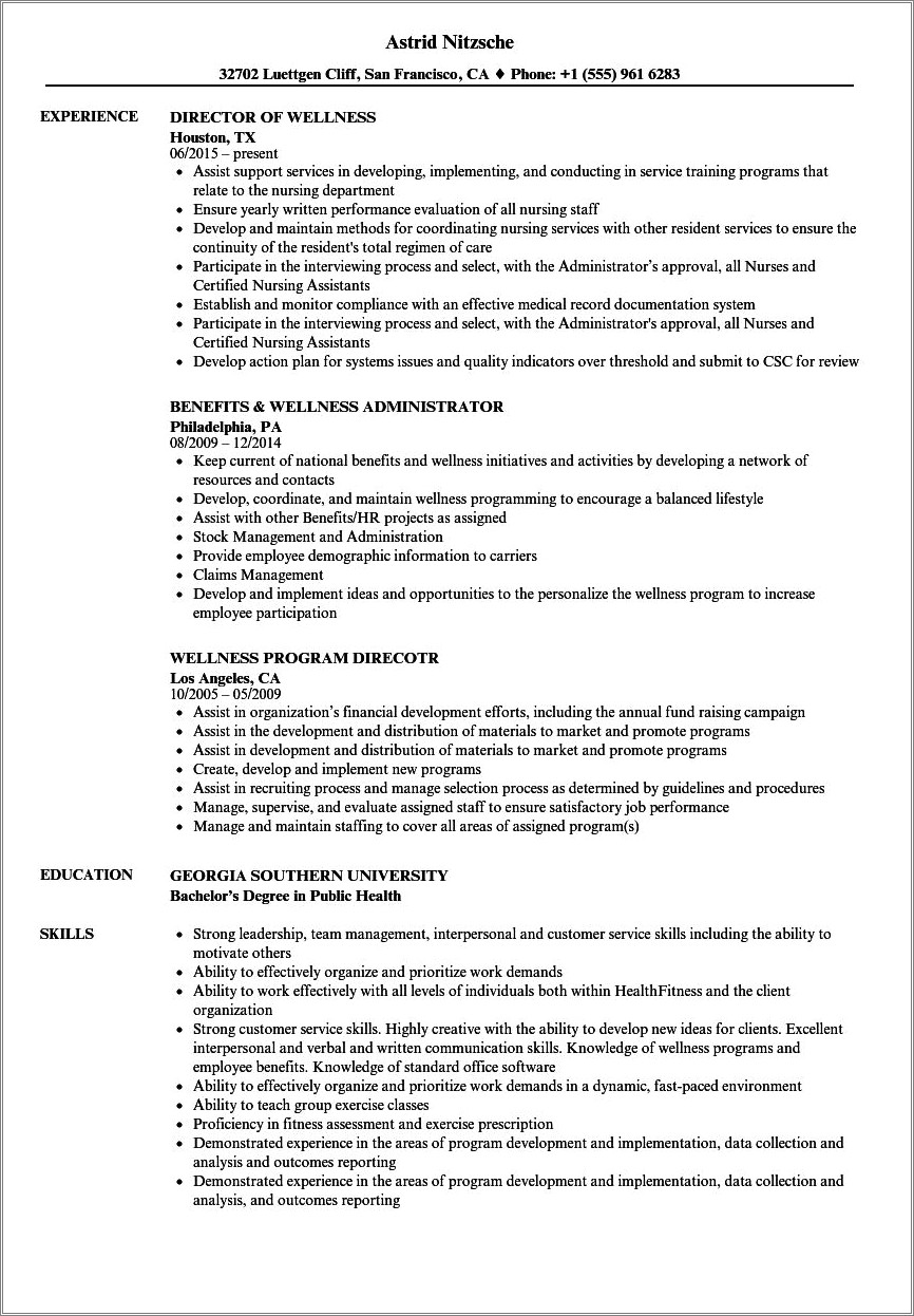 Examples Of Resumes For Provant Health