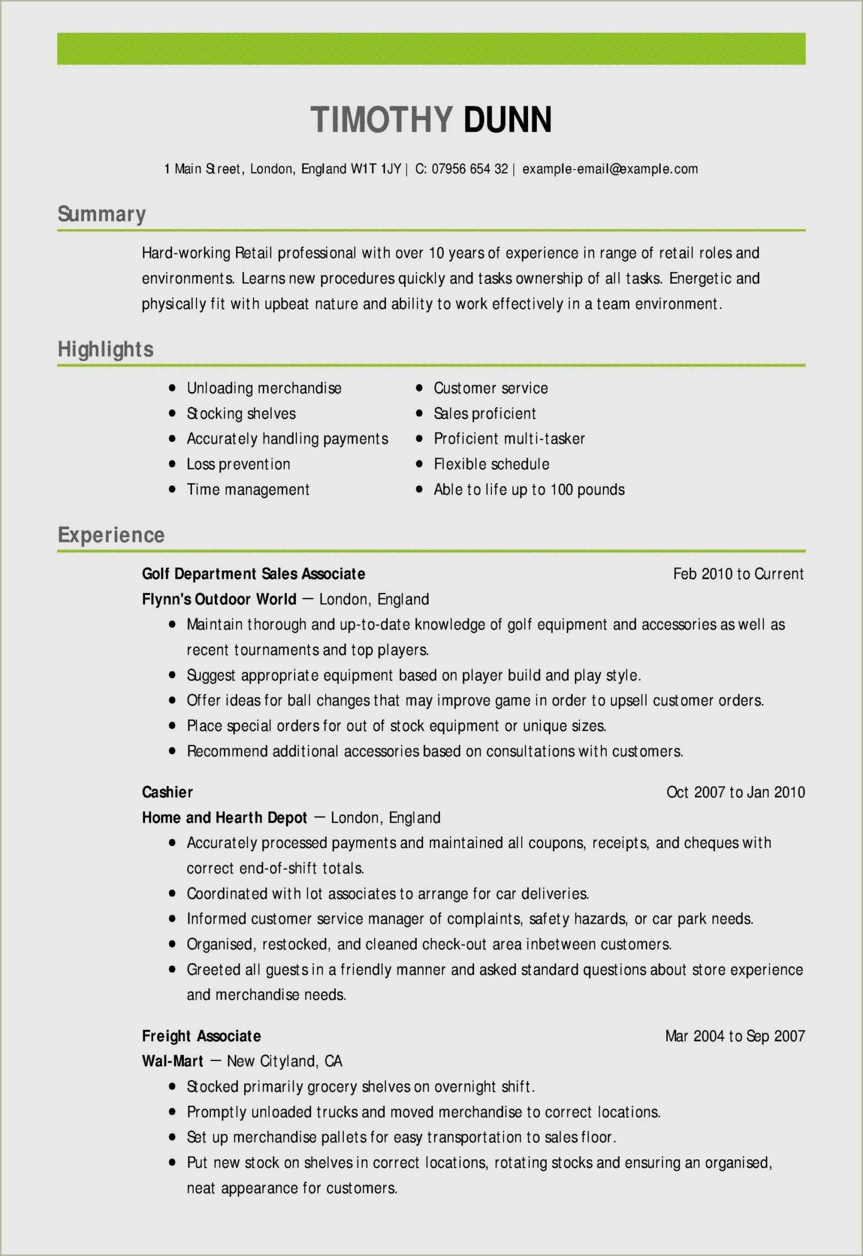 Examples Of Retail Customer Service Resumes