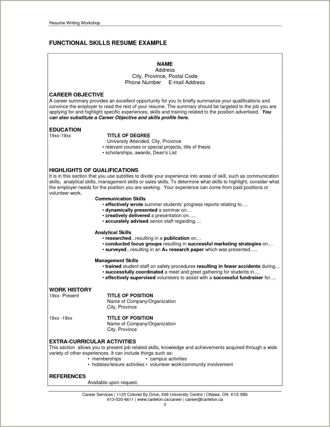 Examples Of Skills And Interests For Resume