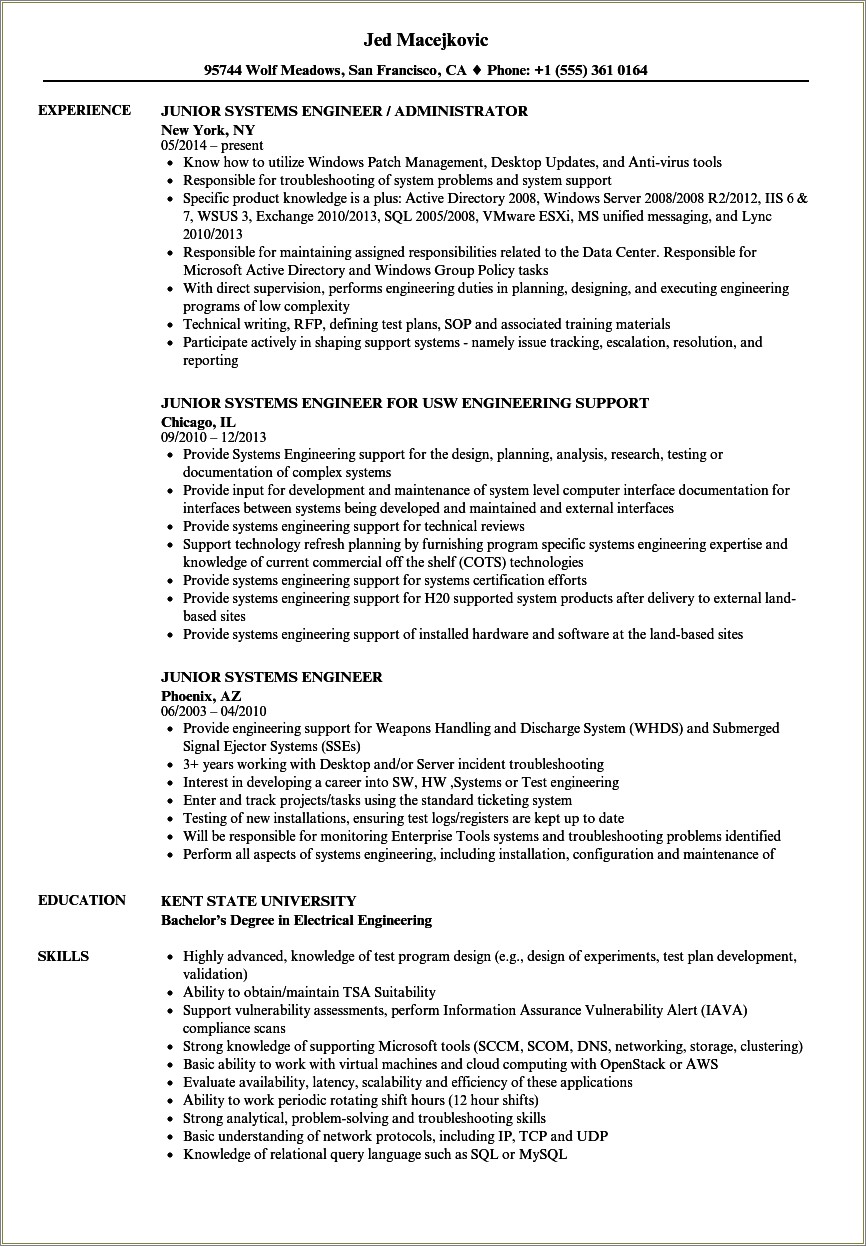 Examples Of Skills Section On Engineering Resume