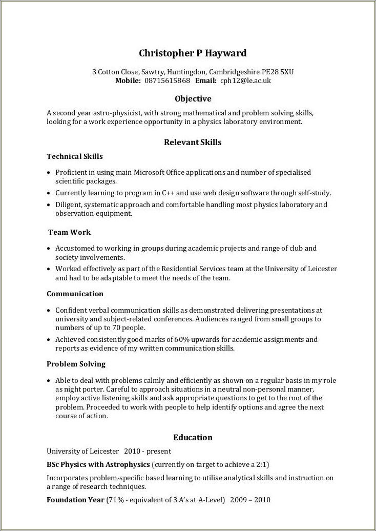 Examples Of Skills To Use On A Resume