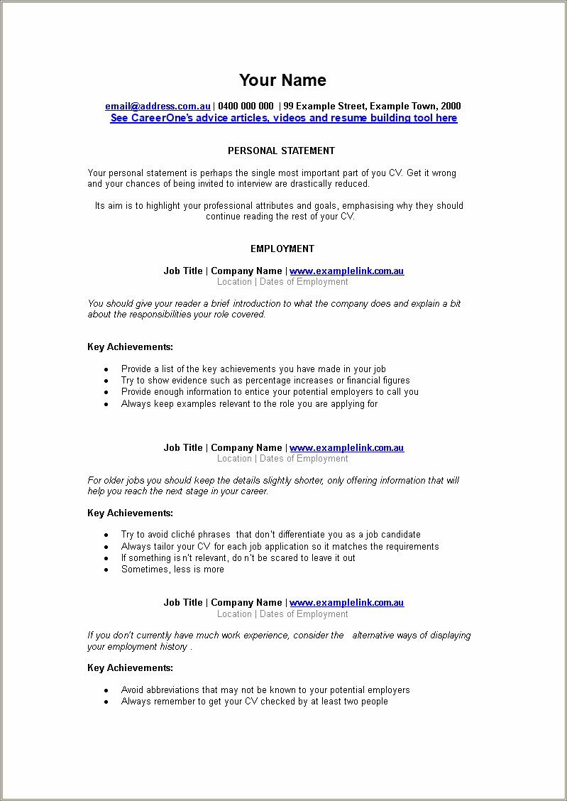 Examples Of Statements On Official Resumes