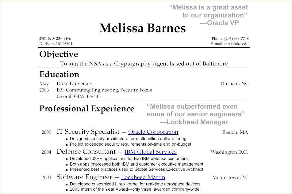 Examples Of Statements To Put On A Resume