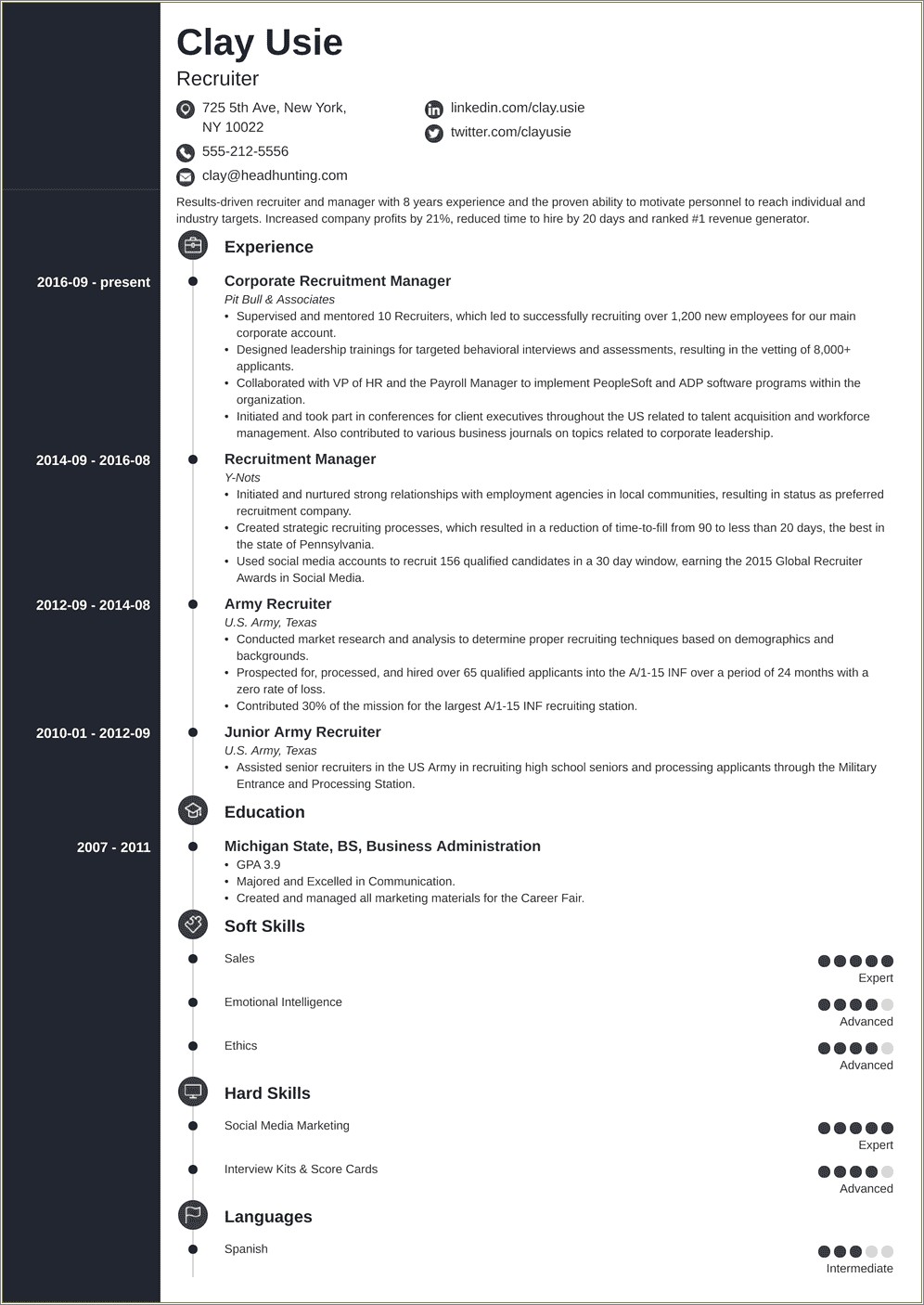 Examples Of Successful Military Recruiter Resumes