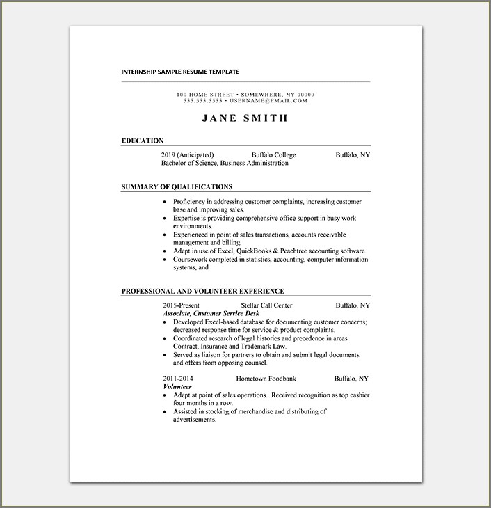 Examples Of Successful Resumes For College Students