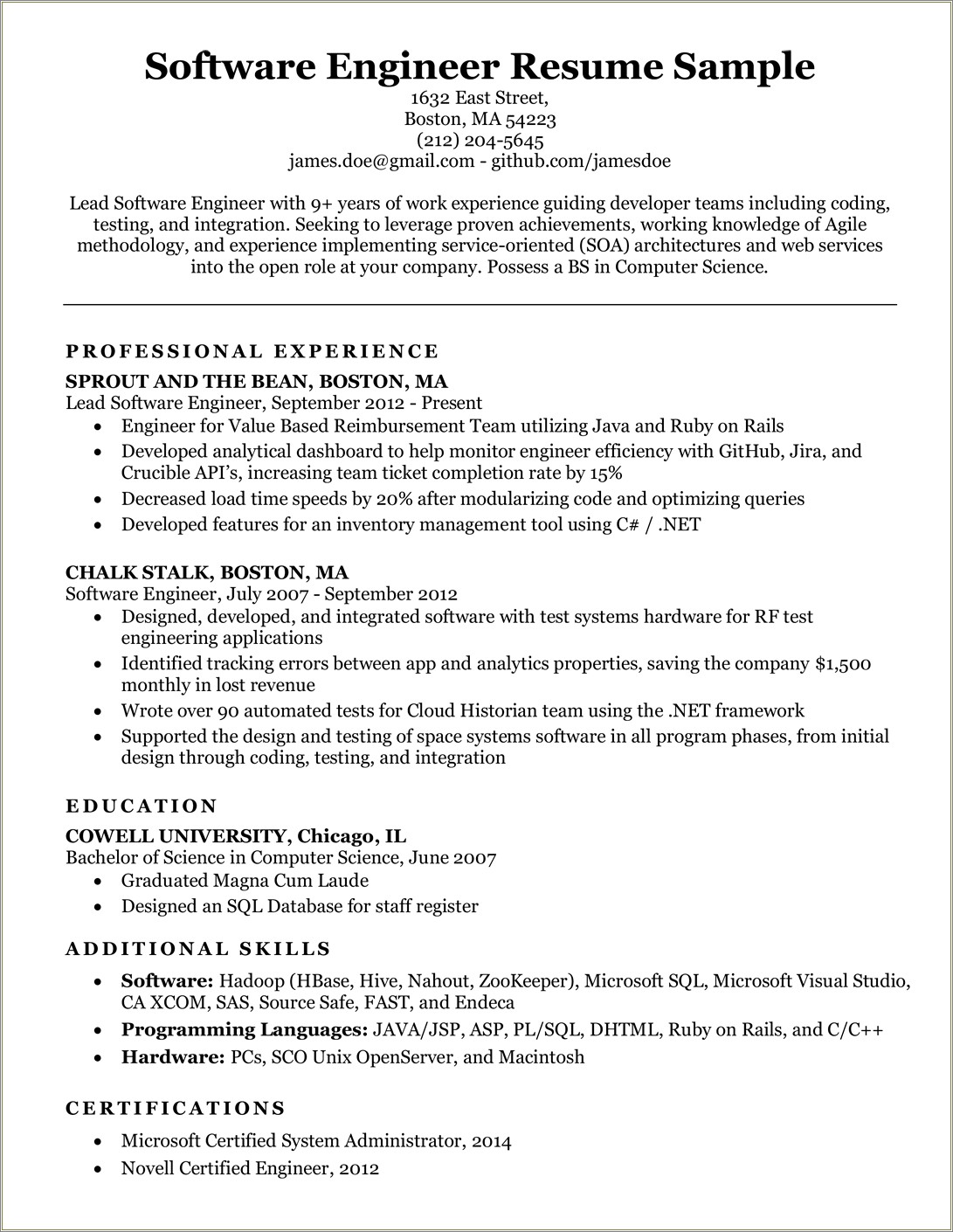 Examples Of Sytems Integration Responsibilities In A Resume