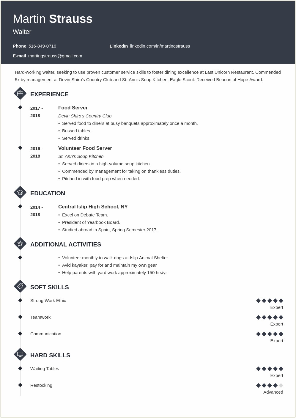 Examples Of Teen First Job Resume